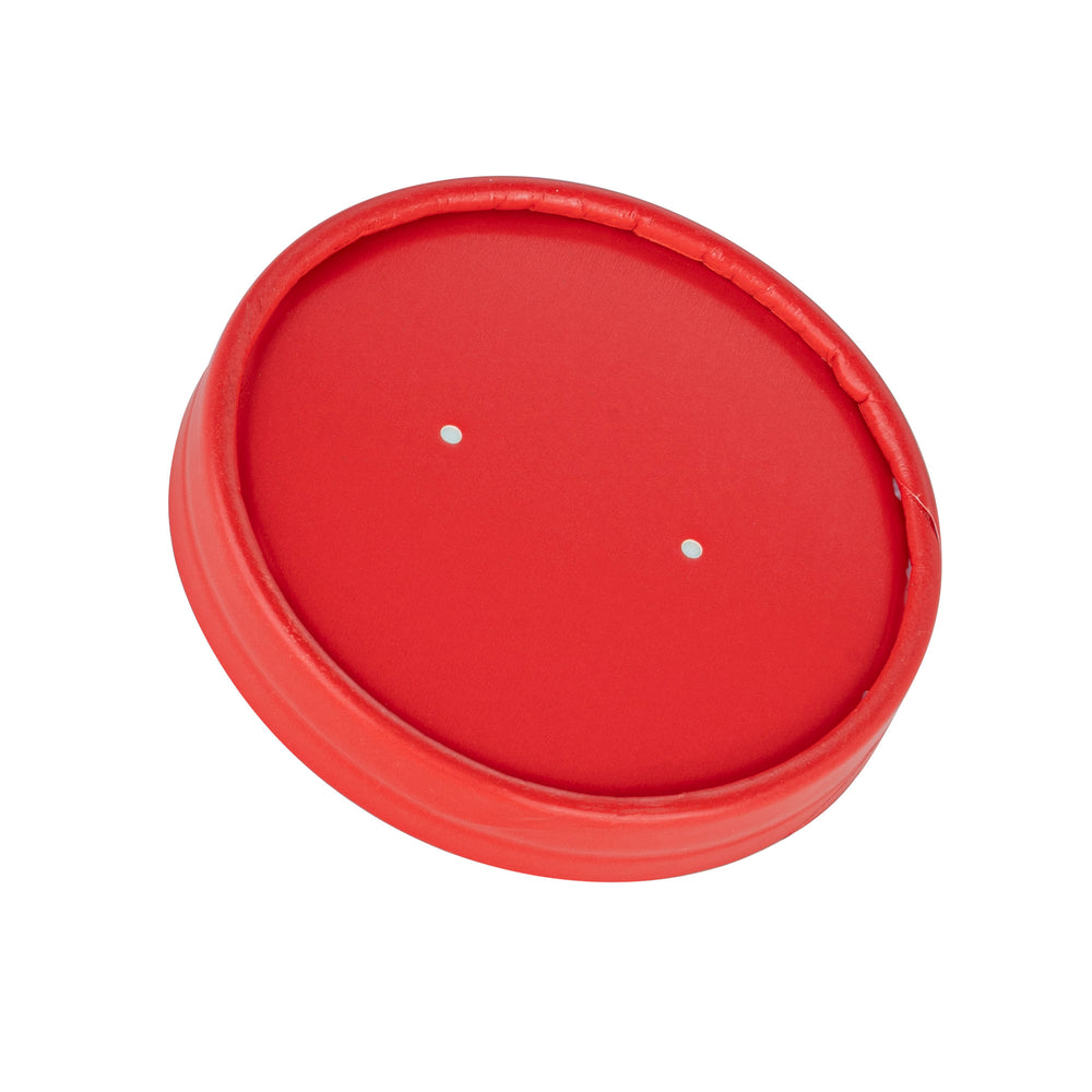 Bio Tek Round Red Paper Soup Container Lid - Fits 12 oz - 200 count box