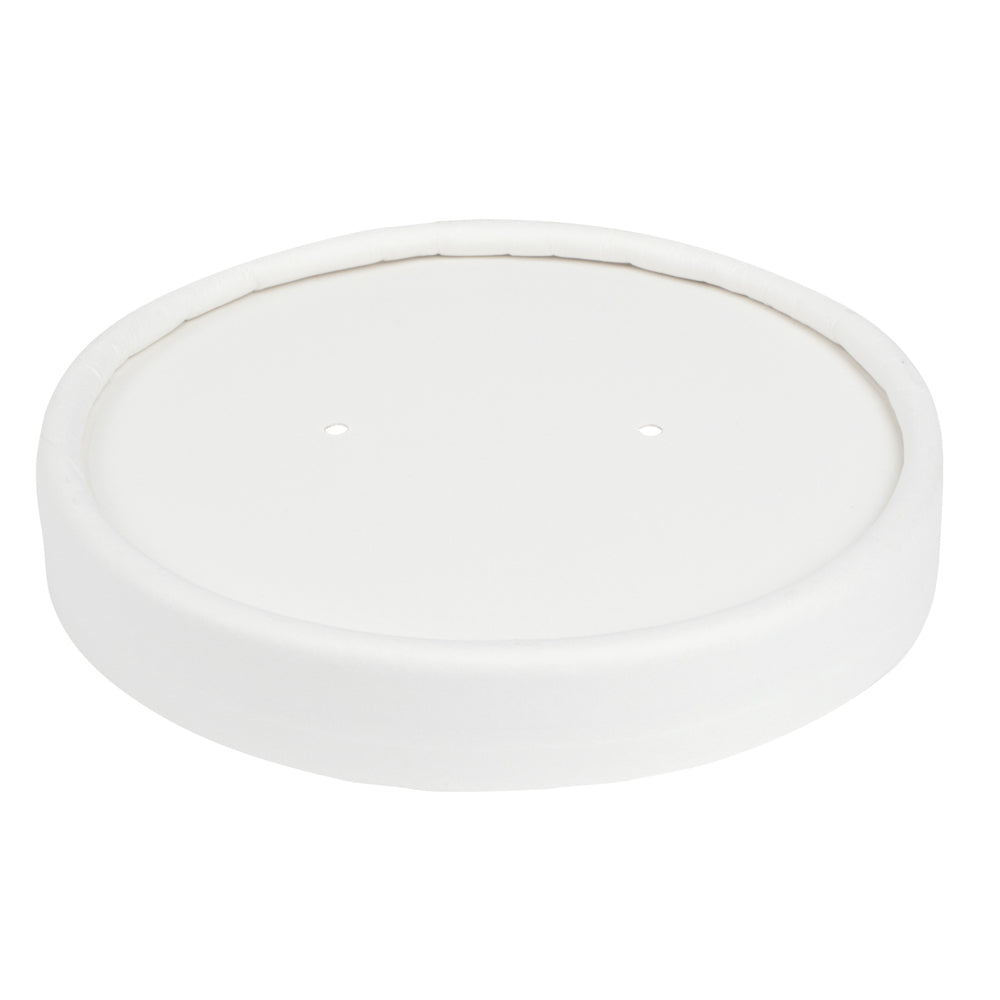 Bio Tek Round White Paper Soup Container Lid - Fits 8 and 12 oz - 200 count box