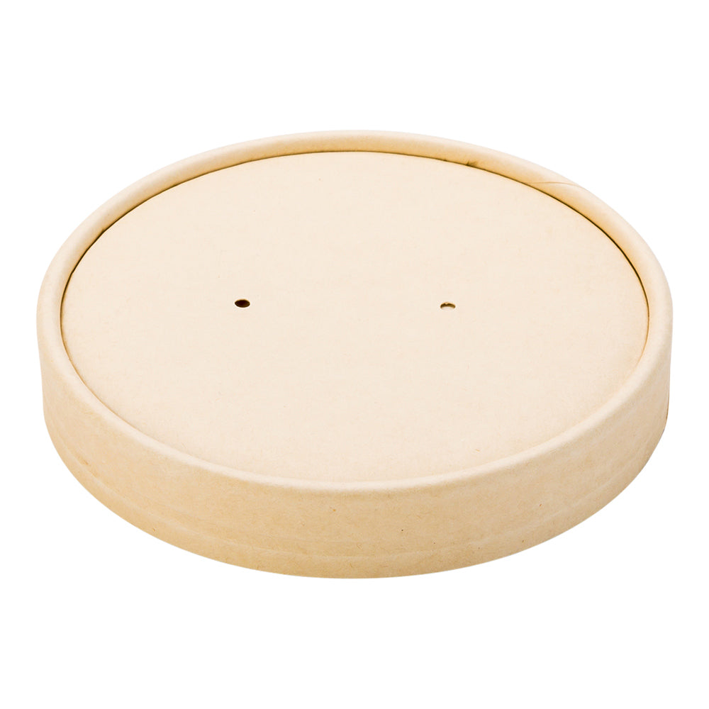 Bio Tek Round Bamboo Paper Soup Container Lid - Fits 16 oz - 200 count box