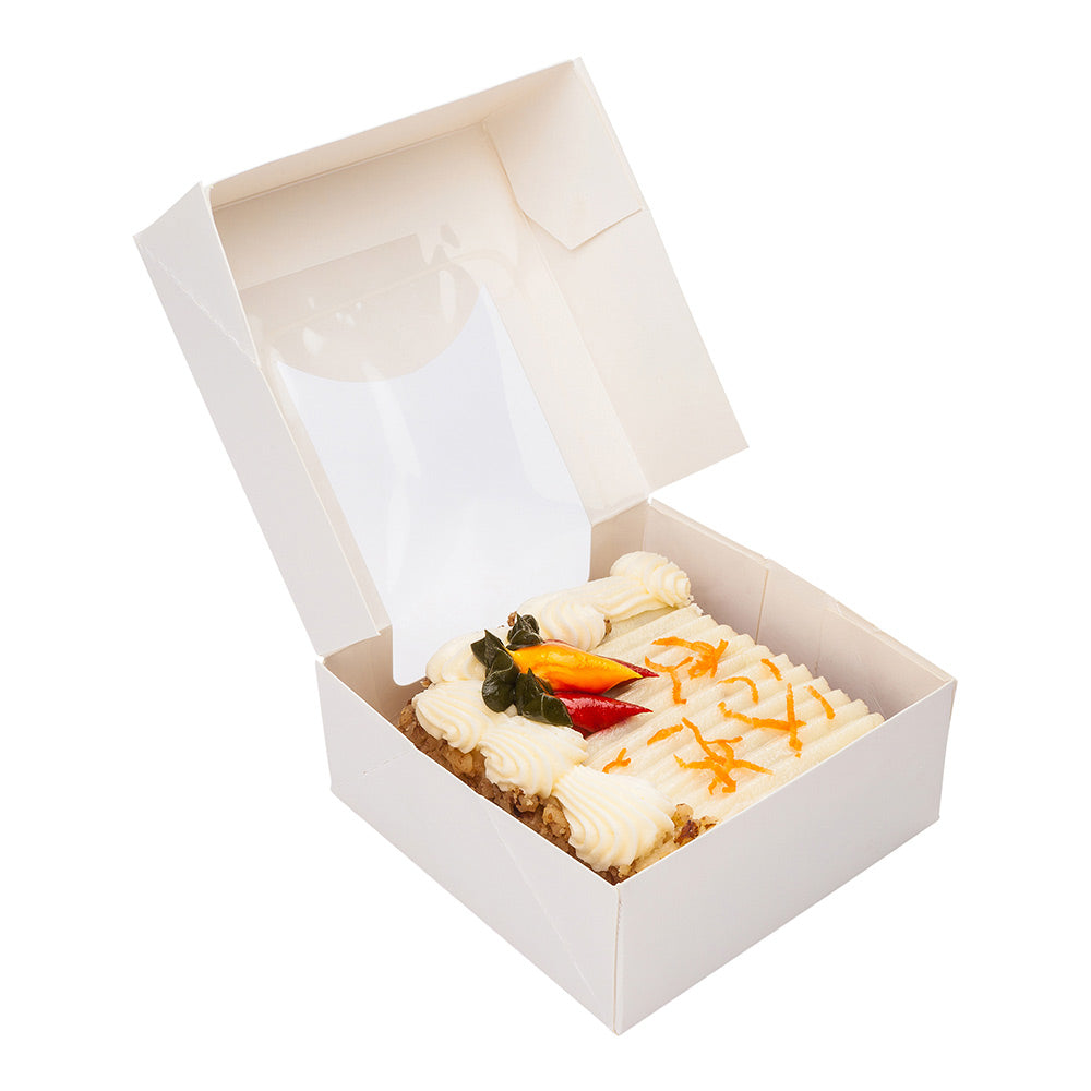 Cafe Vision 11 oz Square White Paper Small Take Out Container - 4" x 4" x 1 1/2" - 200 count box