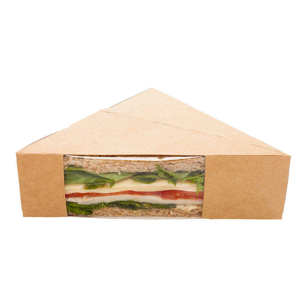 Cafe Vision Triangle Kraft Paper Small Sandwich Box - 4 3/4" x 4 3/4" x 2" - 200 count box