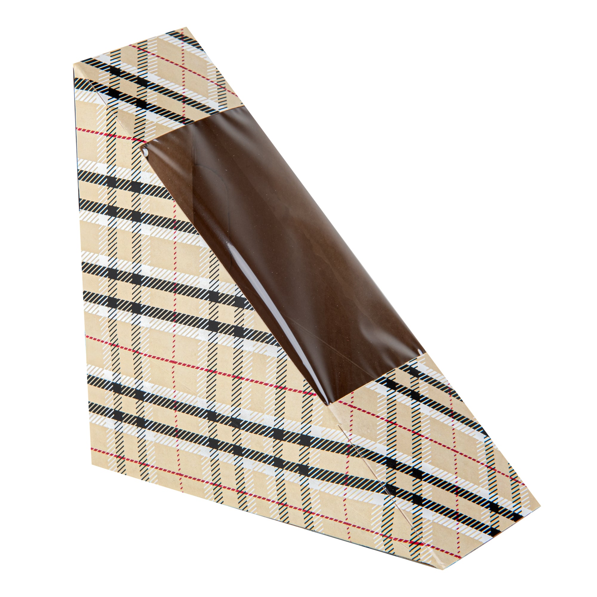 Cafe Vision Triangle Plaid Paper Small Sandwich Box - 4 3/4" x 4 3/4" x 2" - 200 count box