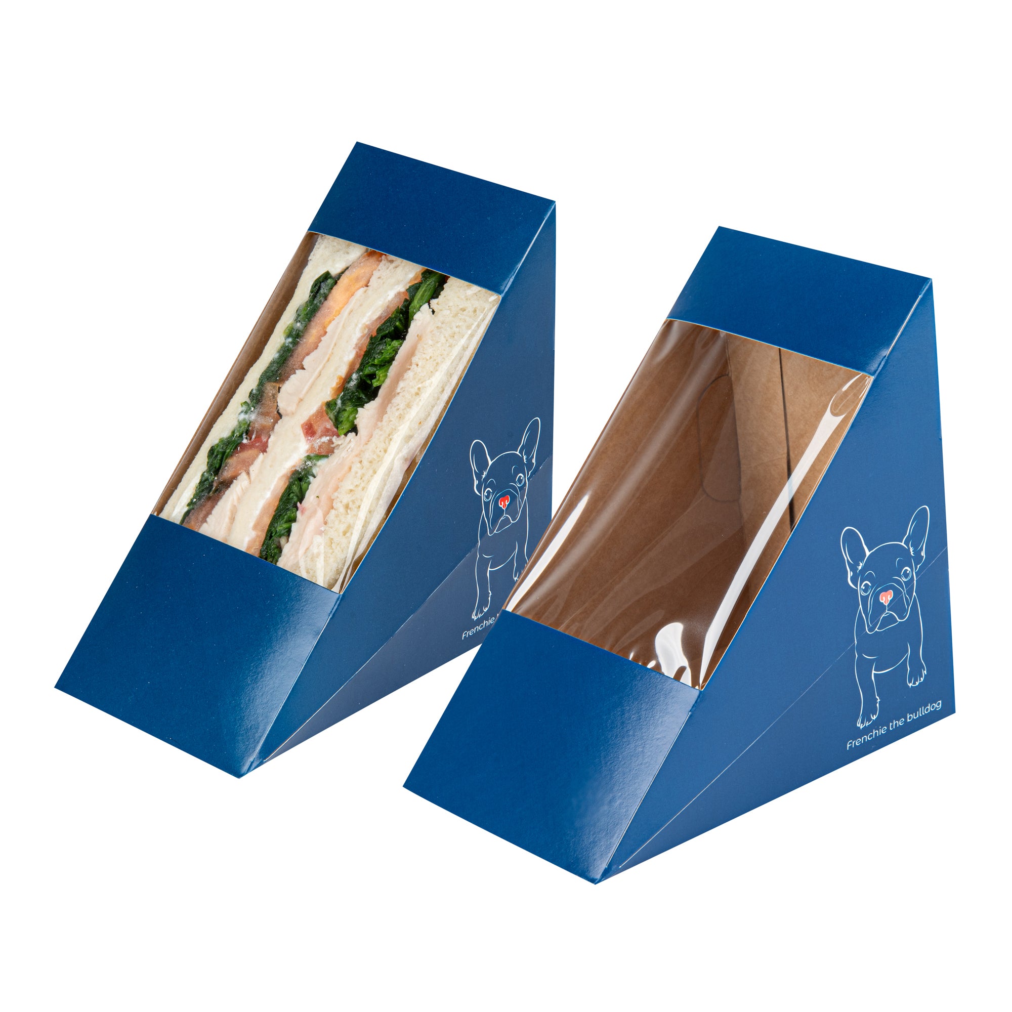 Cafe Vision Triangle Frenchie Paper Medium Sandwich Box - 4 3/4" x 4 3/4" x 2 3/4" - 200 count box