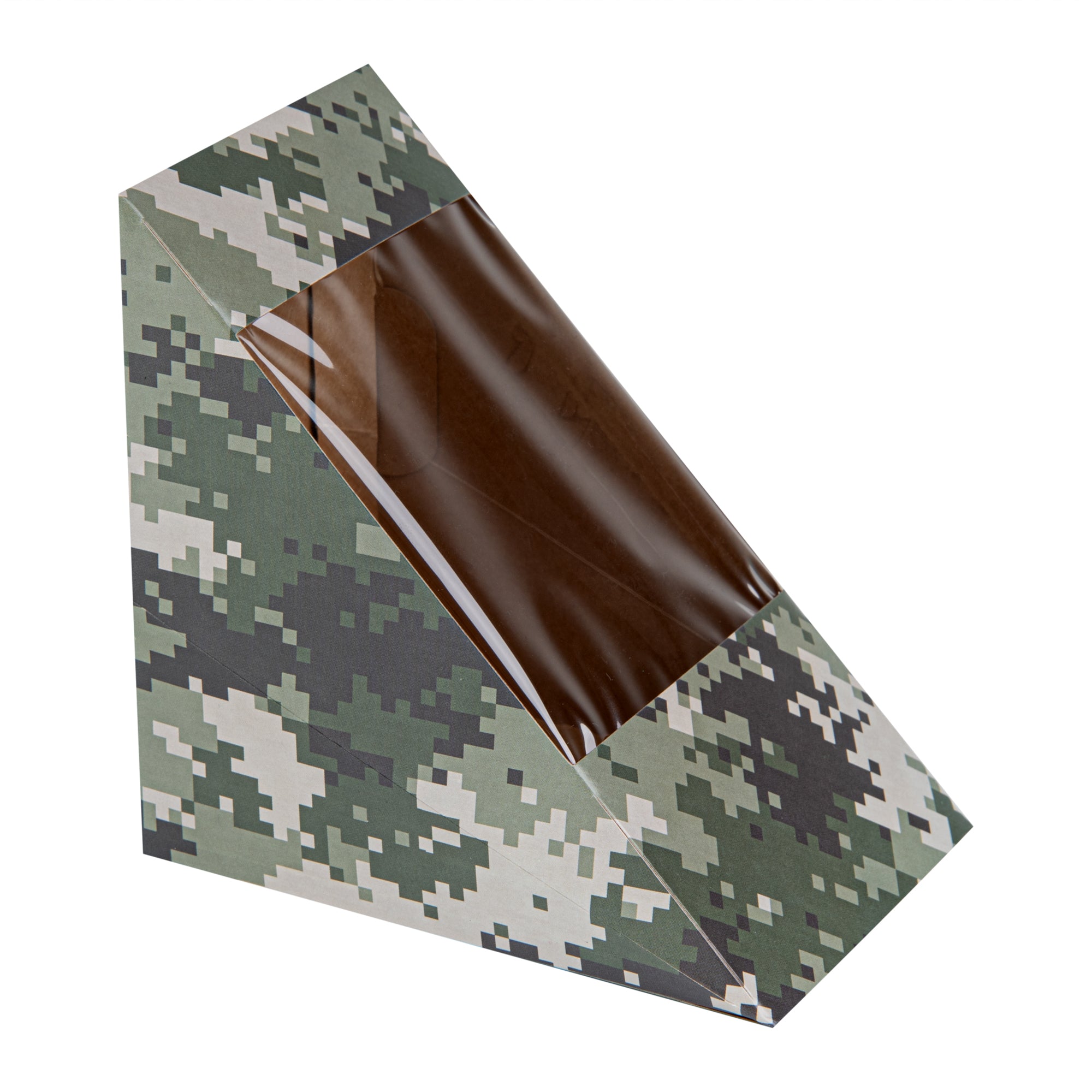 Cafe Vision Triangle Camouflage Paper Large Sandwich Box - 4 3/4" x 4 3/4" x 3 1/4" - 200 count box