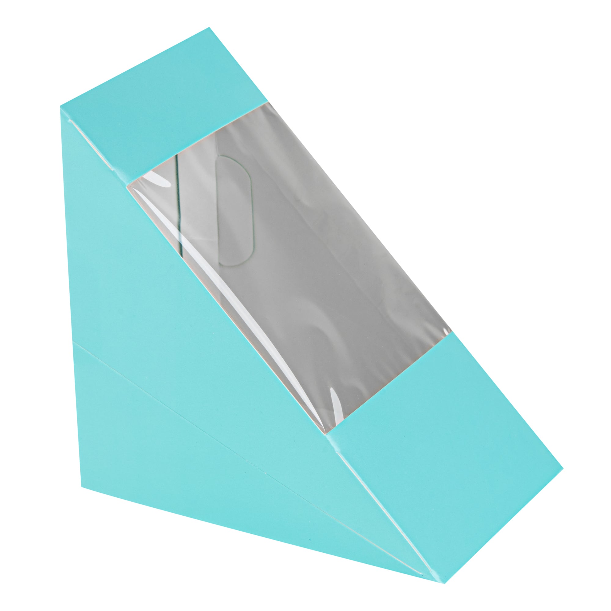 Cafe Vision Triangle Turquoise Paper Large Sandwich Box - 4 3/4" x 4 3/4" x 3 1/4" - 200 count box