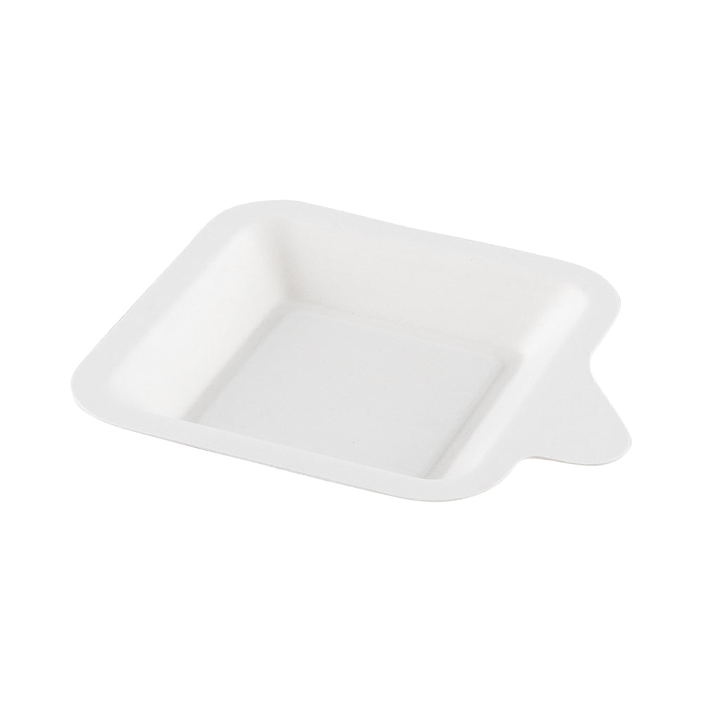 Pulp Tek Square White Sugarcane / Bagasse Small Plate - 4 1/4" x 5" x 1/2" - 100 count box