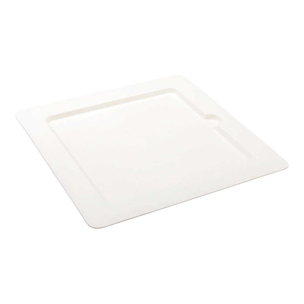 Pulp Tek Square White Sugarcane / Bagasse Large Moderna Plate - 9 3/4" x 9 3/4" - 100 count box