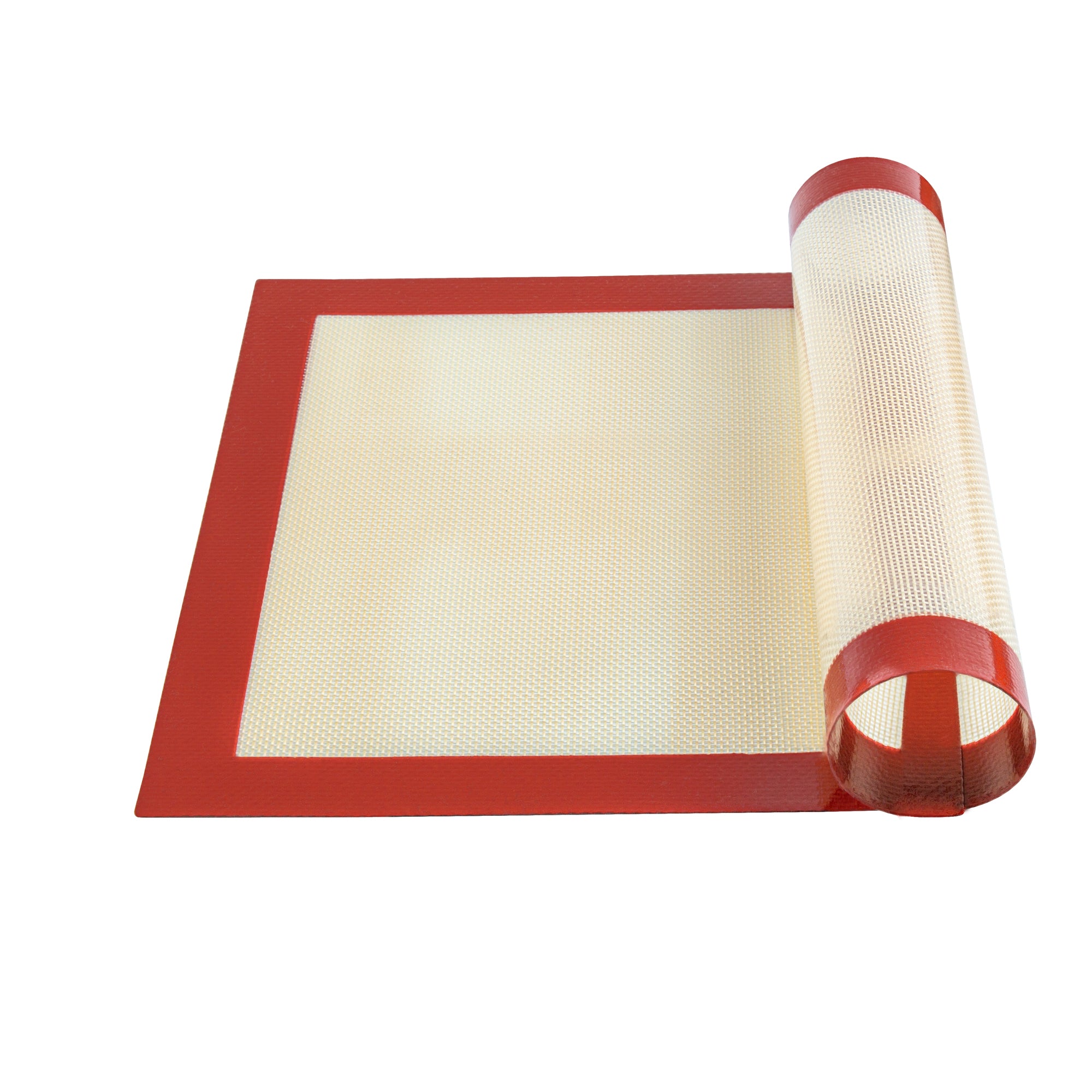 Rectangle Tan and Red Silicone Half Size Baking Mat - Ultra Durable - 11 3/4" x 15 3/4" - 1 count box