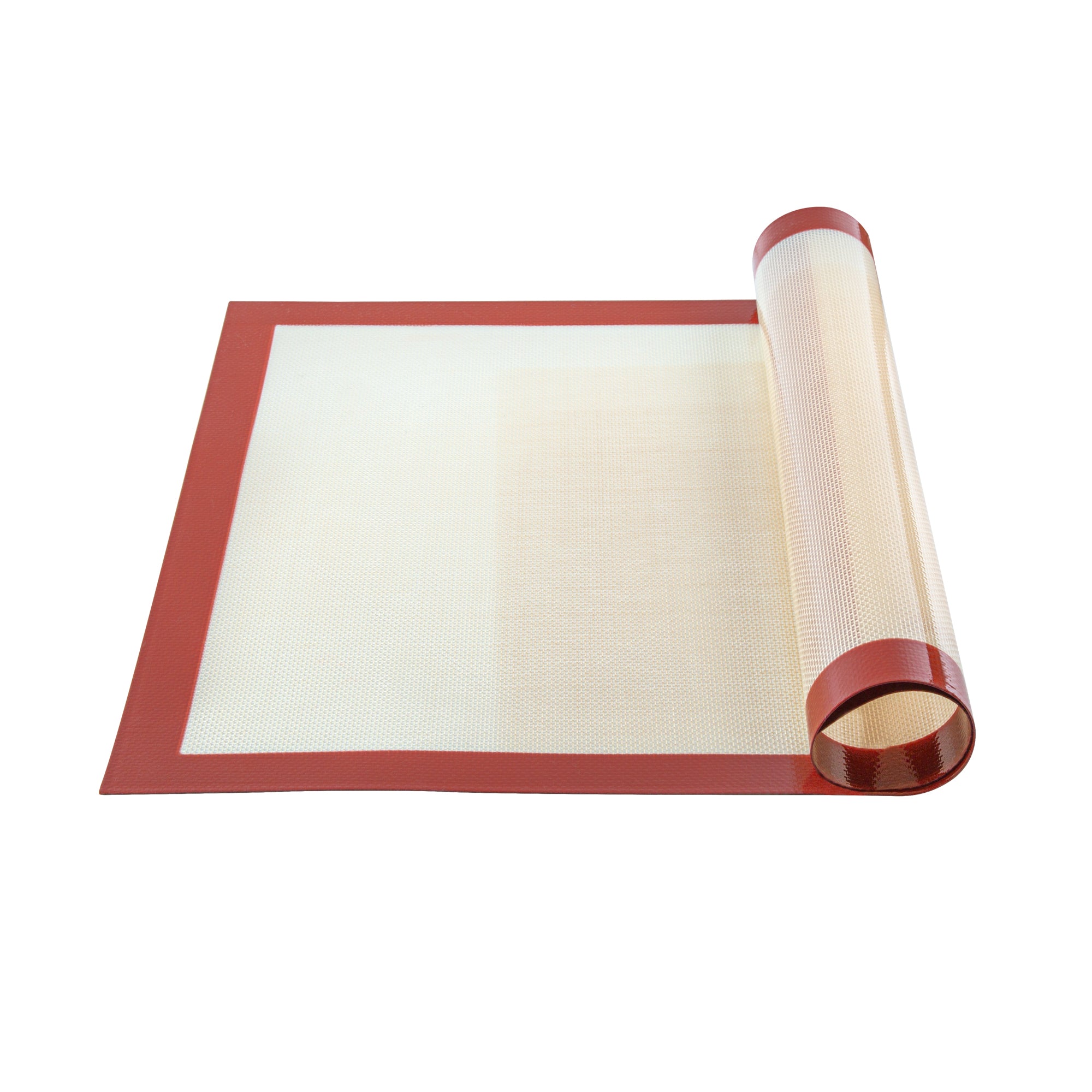 Rectangle Tan and Red Silicone Full Size Baking Mat - Ultra Durable - 15 3/4" x 23 1/2" - 1 count box