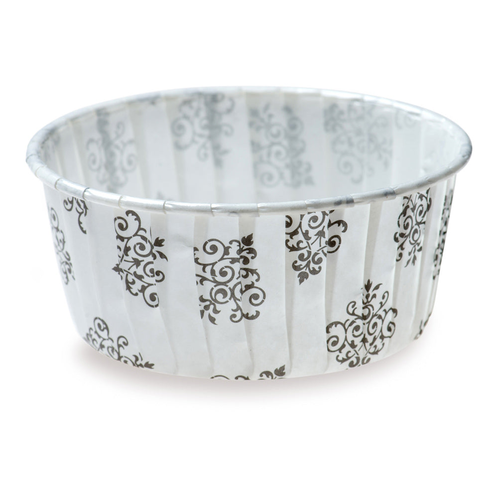 Panificio 5 oz Round Vintage Floral Paper Large Baking Cup - Pleated - 3 3/4" x 3 3/4" x 1 1/2" - 200 count box