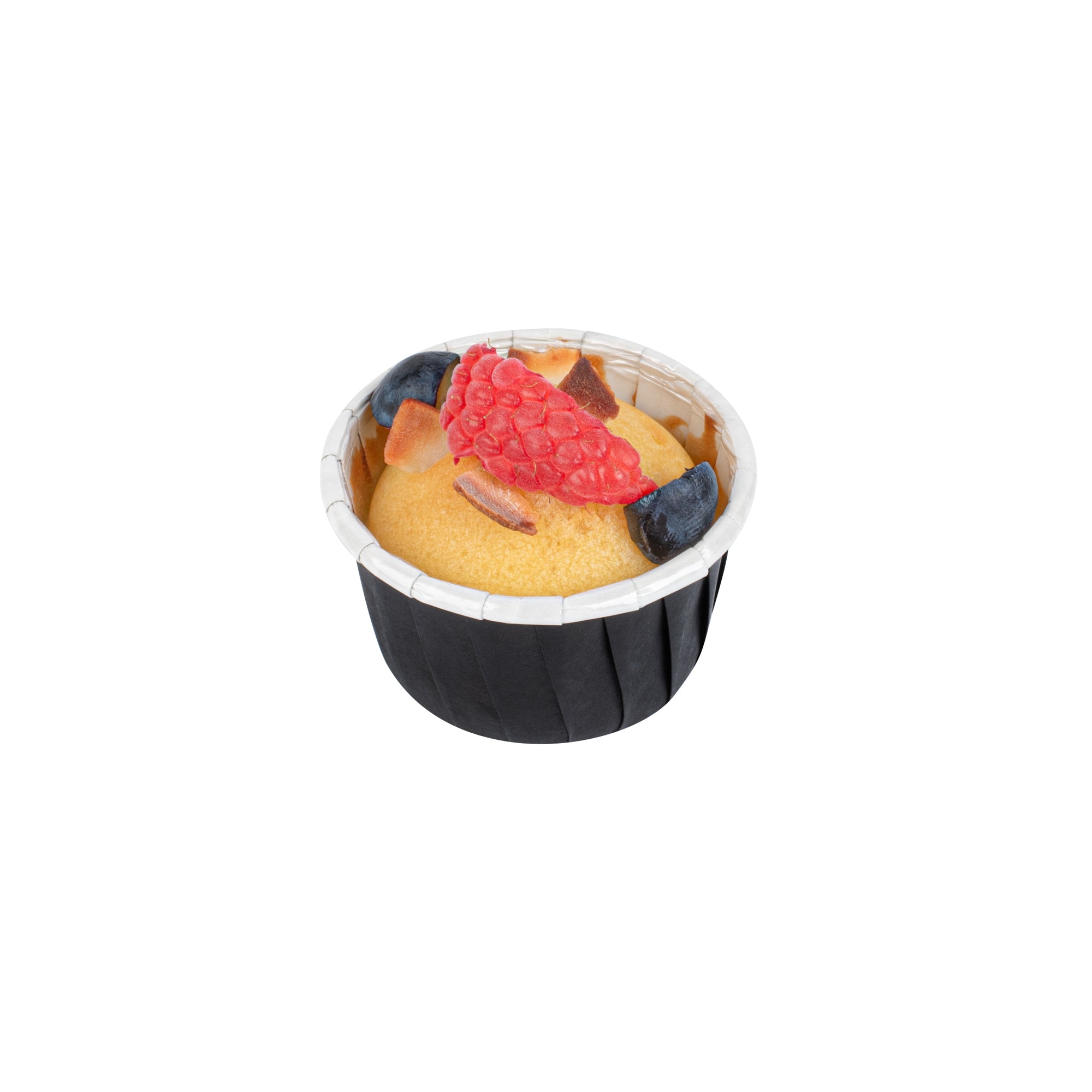 Panificio 1 oz Round Black Paper Small Baking Cup - Pleated - 2" x 2" x 1 1/4" - 200 count box