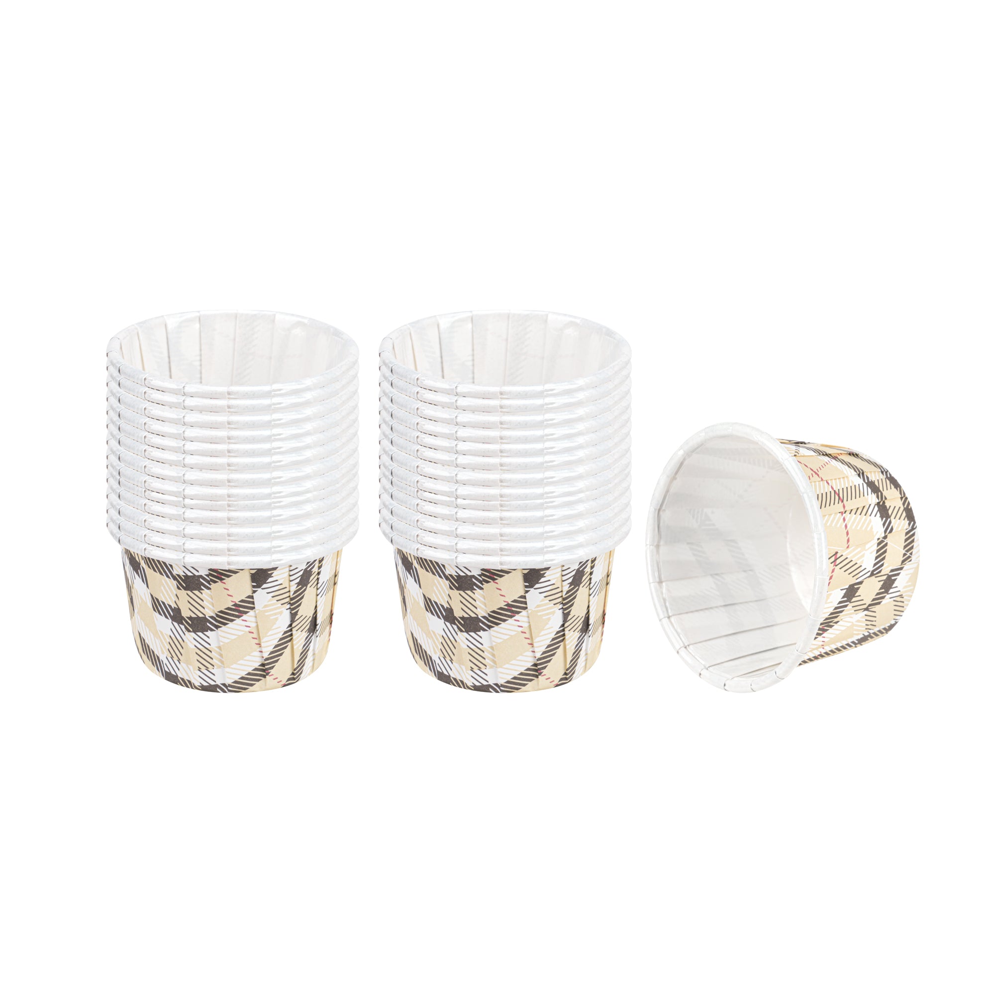 Panificio 2 oz Round Plaid Paper Medium Baking Cup - Pleated - 2 1/4" x 2 1/4" x 1 1/2" - 200 count box