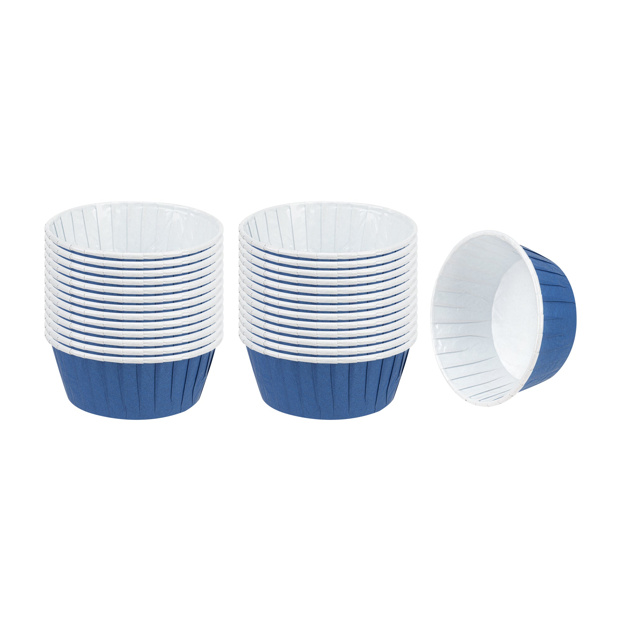 Panificio 5 oz Round Midnight Blue Paper Large Baking Cup - Pleated - 3 3/4" x 3 3/4" x 1 1/2" - 200 count box