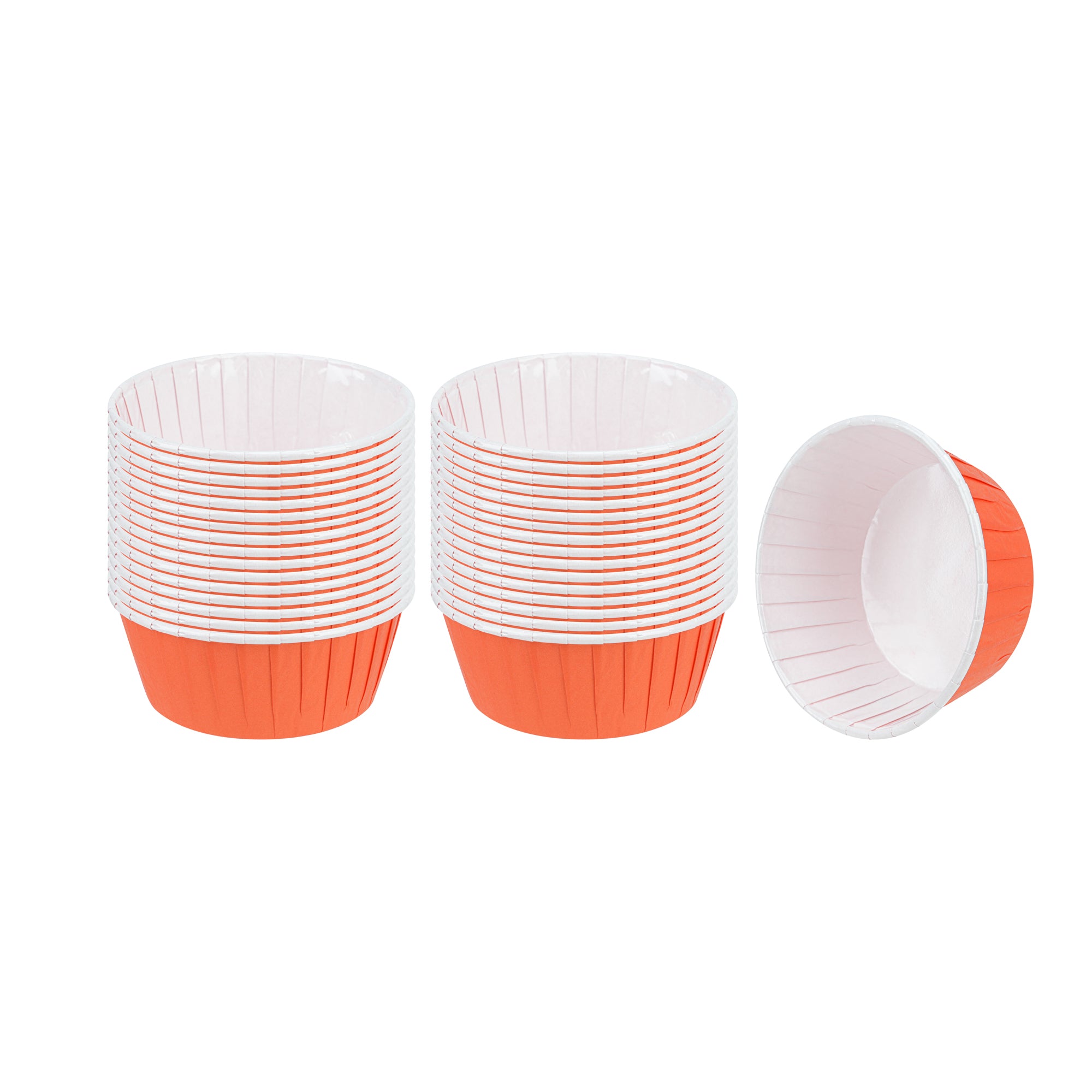 Panificio 5 oz Round Tangerine Orange Paper Large Baking Cup - Pleated - 3 3/4" x 3 3/4" x 1 1/2" - 200 count box