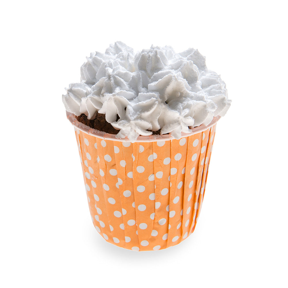 Panificio 4 oz Round Polka-Dotted Hot Orange Paper Tall Baking Cup - Pleated - 3" x 3" x 2 3/4" - 200 count box