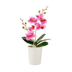 Fiore Round Purple Plastic Orchid in Porcelain Pot - 5 Blooms - 4