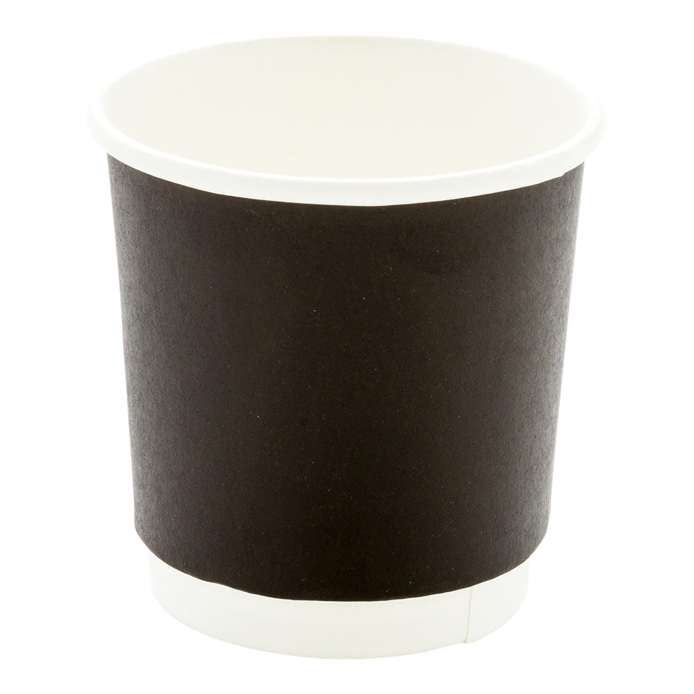 4 oz Black Paper Coffee Cup - Double Wall - 2 1/2" x 2 1/2" x 2 1/4" - 500 count box