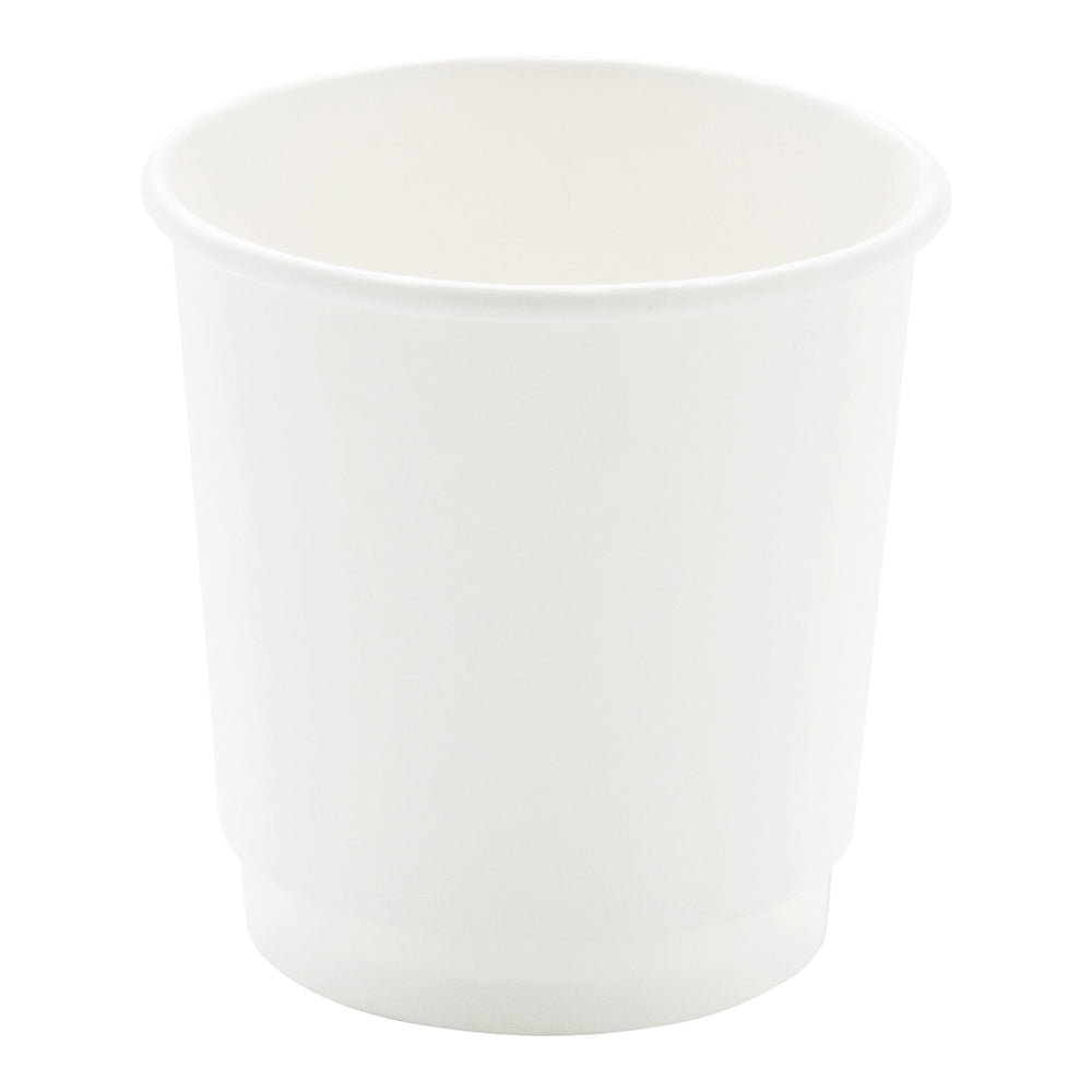 4 oz White Paper Coffee Cup - Double Wall - 2 1/2" x 2 1/2" x 2 1/4" - 500 count box