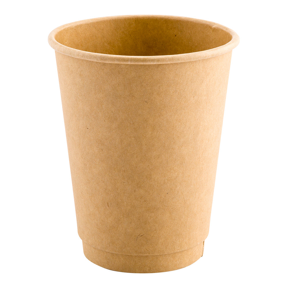 12 oz Kraft Paper Coffee Cup - Double Wall - 3 1/2" x 3 1/2" x 4 1/4" - 500 count box