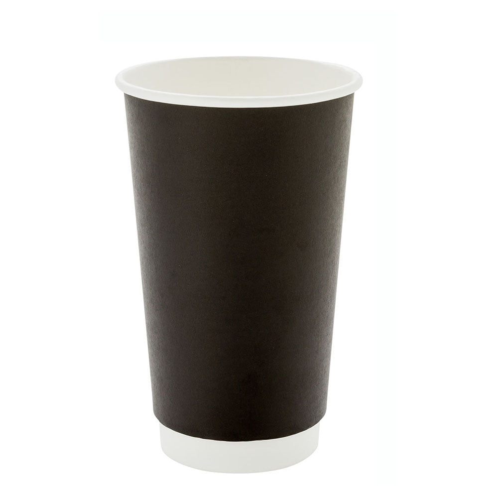 16 oz Black Paper Coffee Cup - Double Wall - 3 1/2" x 3 1/2" x 5 1/2" - 500 count box