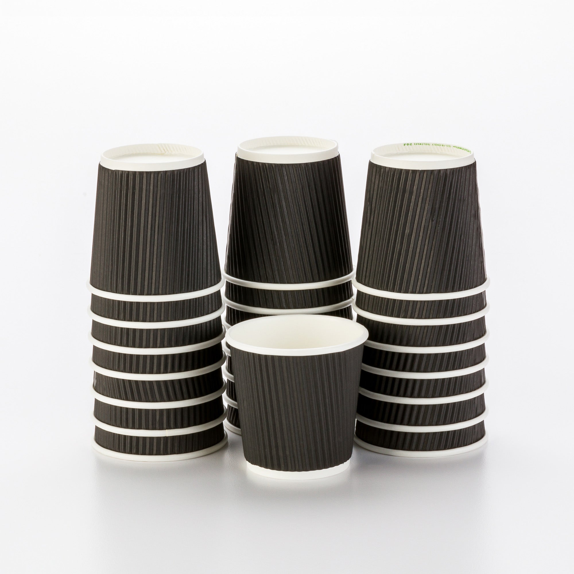 4 oz Black Paper Coffee Cup - Ripple Wall - 2 1/2" x 2 1/2" x 2 1/4" - 500 count box