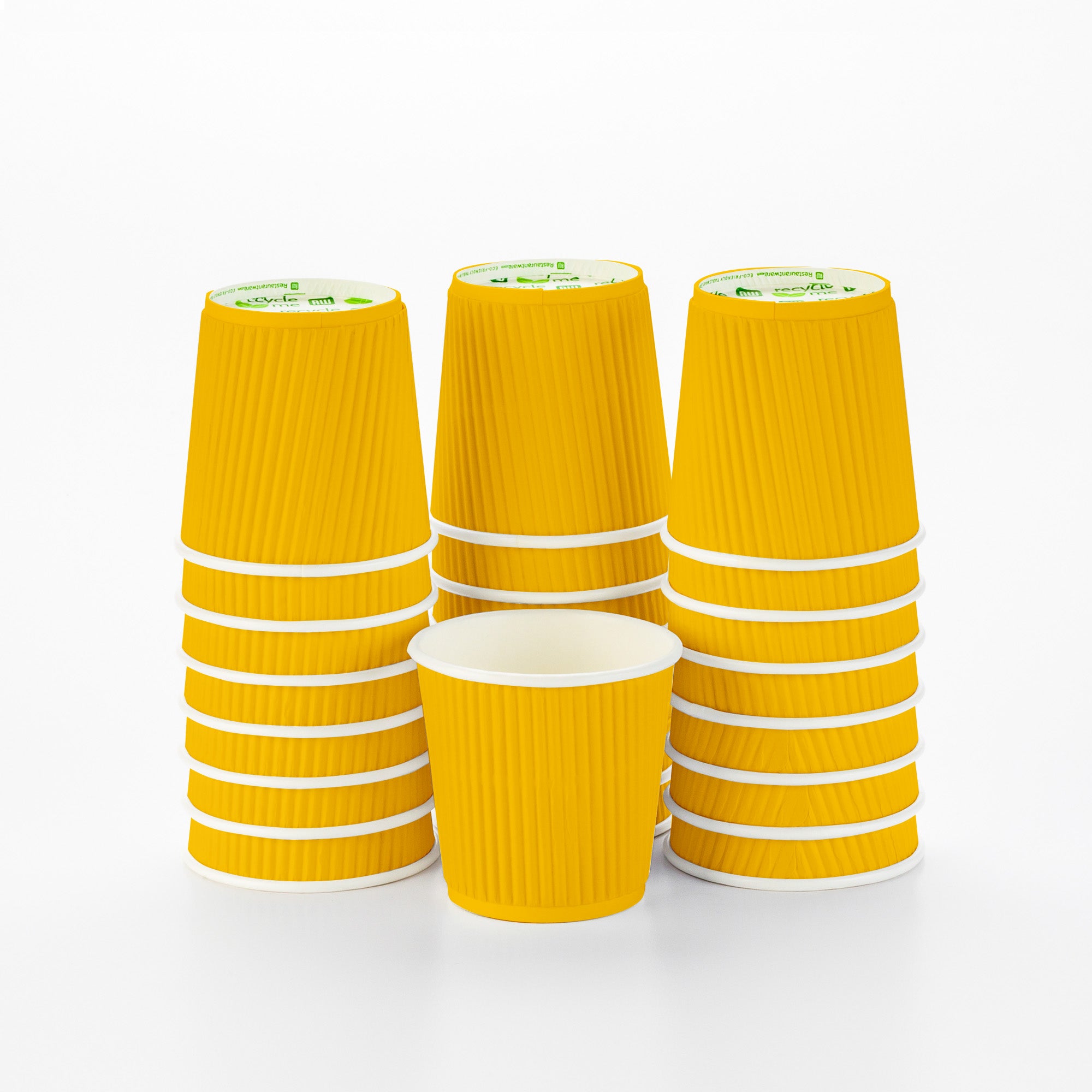 4 oz Yellow Paper Coffee Cup - Ripple Wall - 2 1/2" x 2 1/2" x 2 1/4" - 500 count box