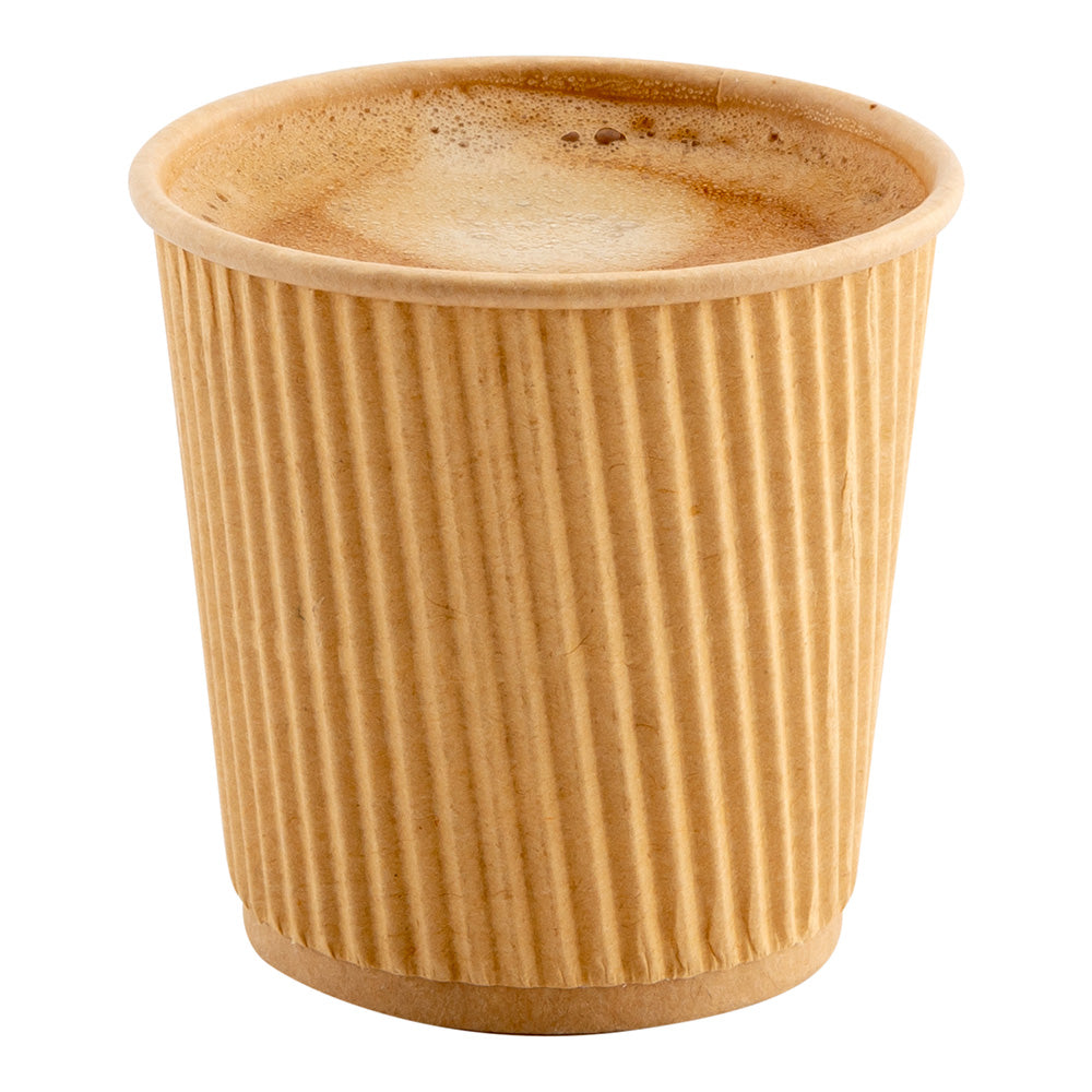 4 oz Kraft Paper Coffee Cup - Ripple Wall - 2 1/2" x 2 1/2" x 2 1/4" - 500 count box