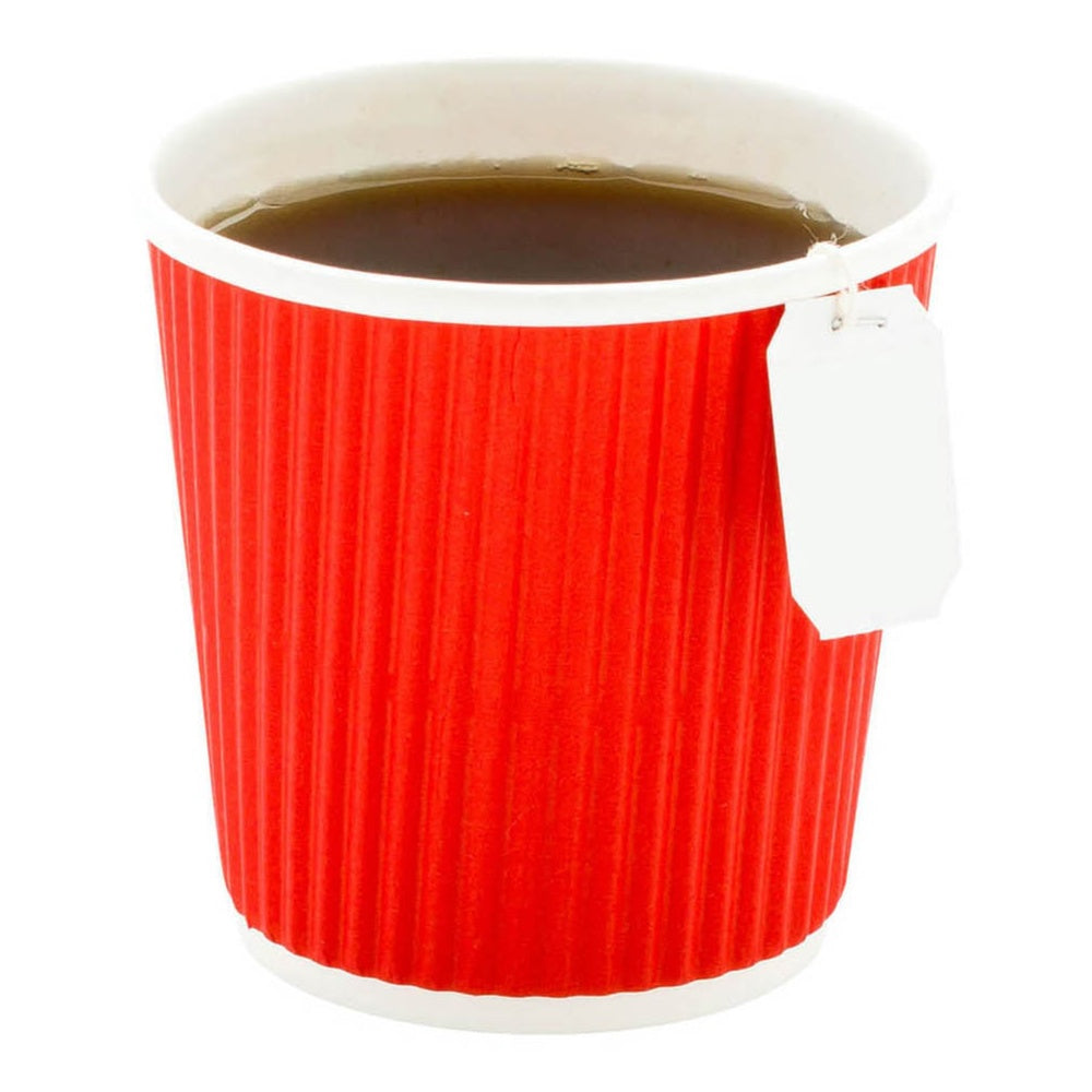 4 oz Red Paper Coffee Cup - Ripple Wall - 2 1/2" x 2 1/2" x 2 1/4" - 500 count box