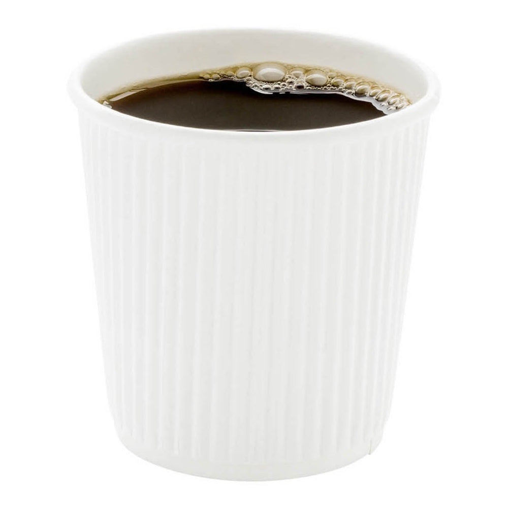 4 oz White Paper Coffee Cup - Ripple Wall - 2 1/2" x 2 1/2" x 2 1/4" - 500 count box