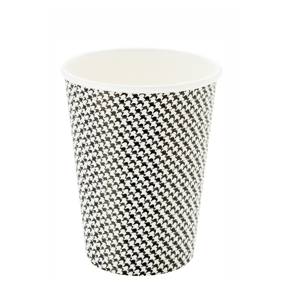 12 oz Houndstooth Paper Coffee Cup - Spiral Wall - 3 1/2" x 3 1/2" x 4 1/4" - 500 count box