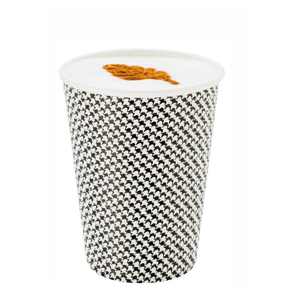 12 oz Houndstooth Paper Coffee Cup - Spiral Wall - 3 1/2" x 3 1/2" x 4 1/4" - 500 count box