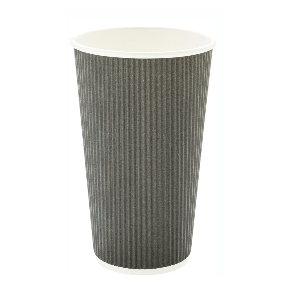 16 oz Gray Paper Coffee Cup - Ripple Wall - 3 1/2" x 3 1/2" x 5 1/2" - 500 count box