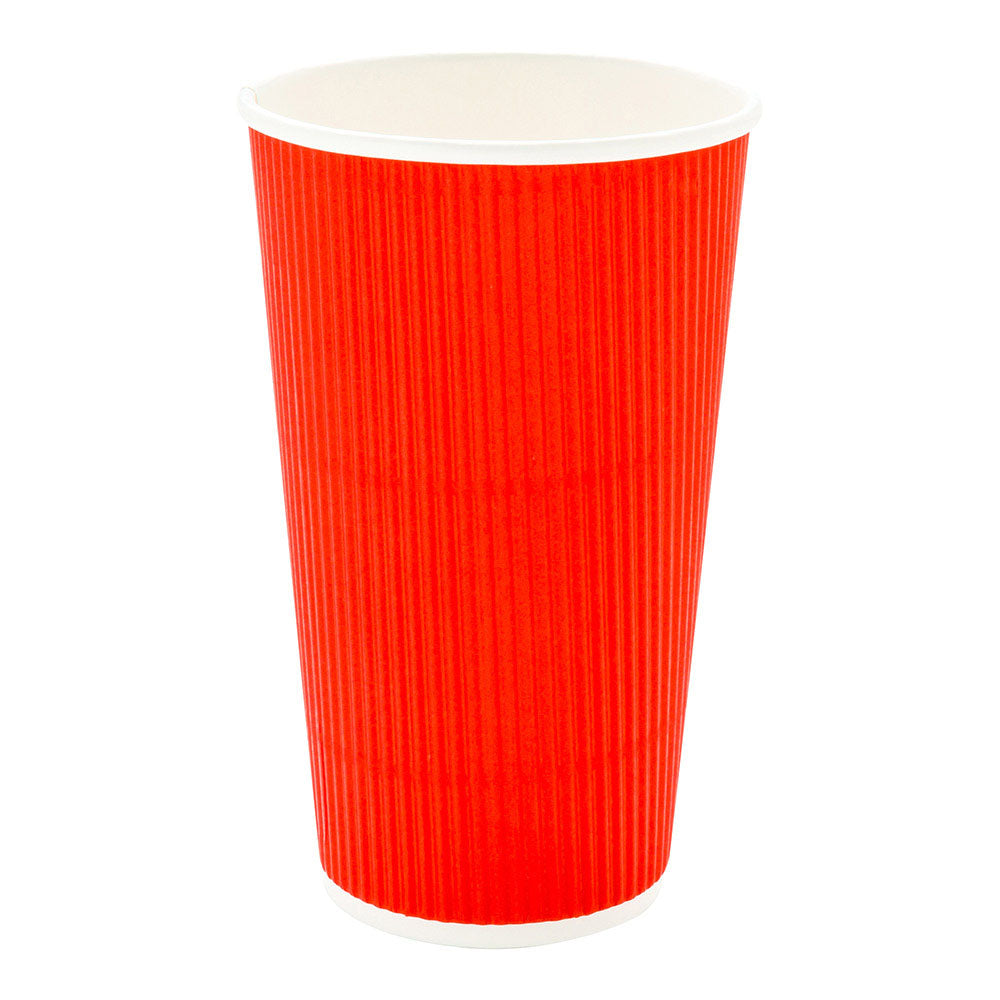 16 oz Red Paper Coffee Cup - Ripple Wall - 3 1/2" x 3 1/2" x 5 1/2" - 500 count box