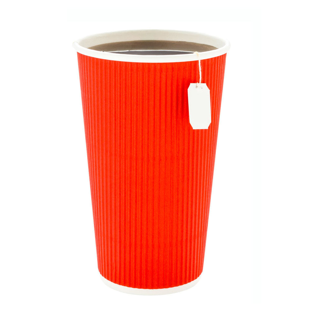 16 oz Red Paper Coffee Cup - Ripple Wall - 3 1/2" x 3 1/2" x 5 1/2" - 500 count box