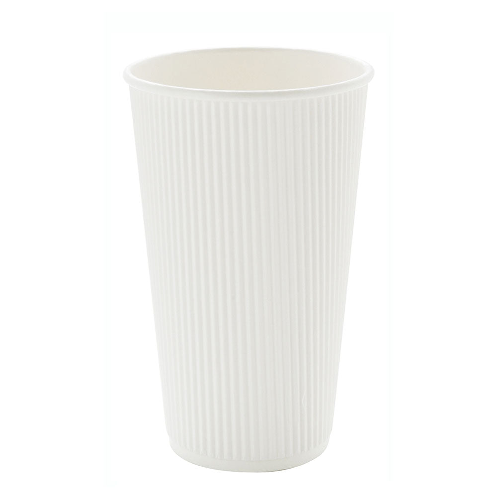 16 oz White Paper Coffee Cup - Ripple Wall - 3 1/2" x 3 1/2" x 5 1/2" - 500 count box