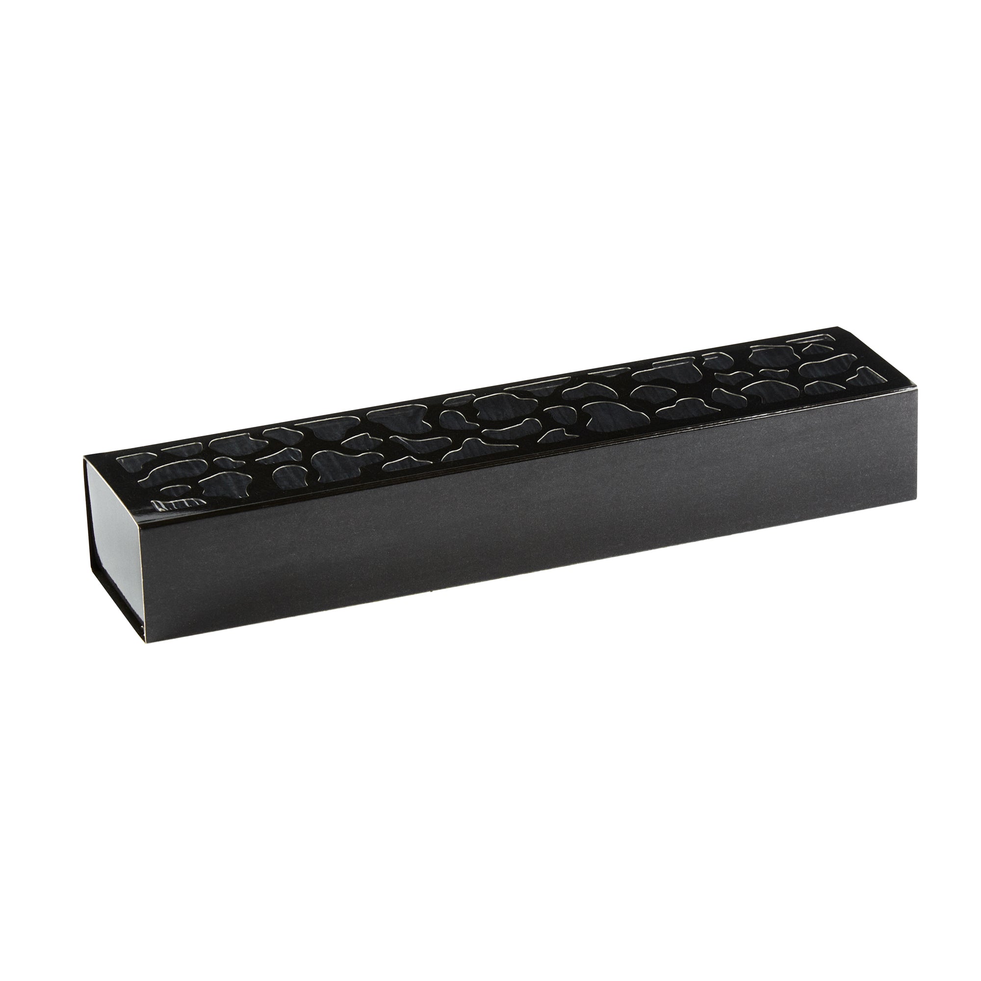 Sentiero Rectangle Black Paper Macaron Box - Holds 5 Macarons - 10" x 2 1/4" x 1 1/2" - 100 count box