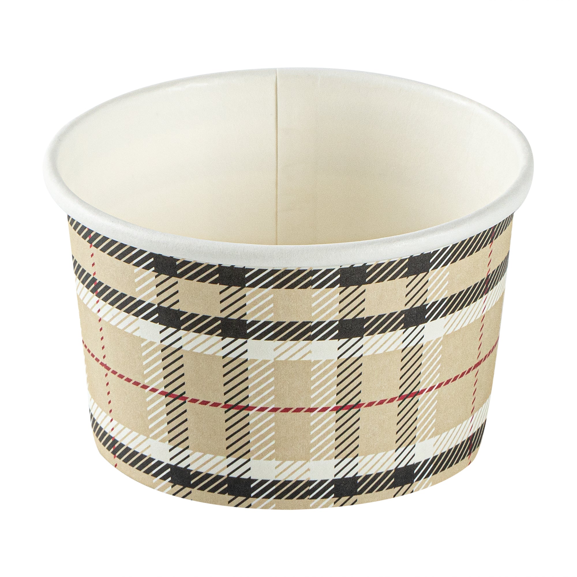 Coppetta 3 oz Round Plaid Paper To Go Cup - 3" x 3" x 1 3/4" - 200 count box