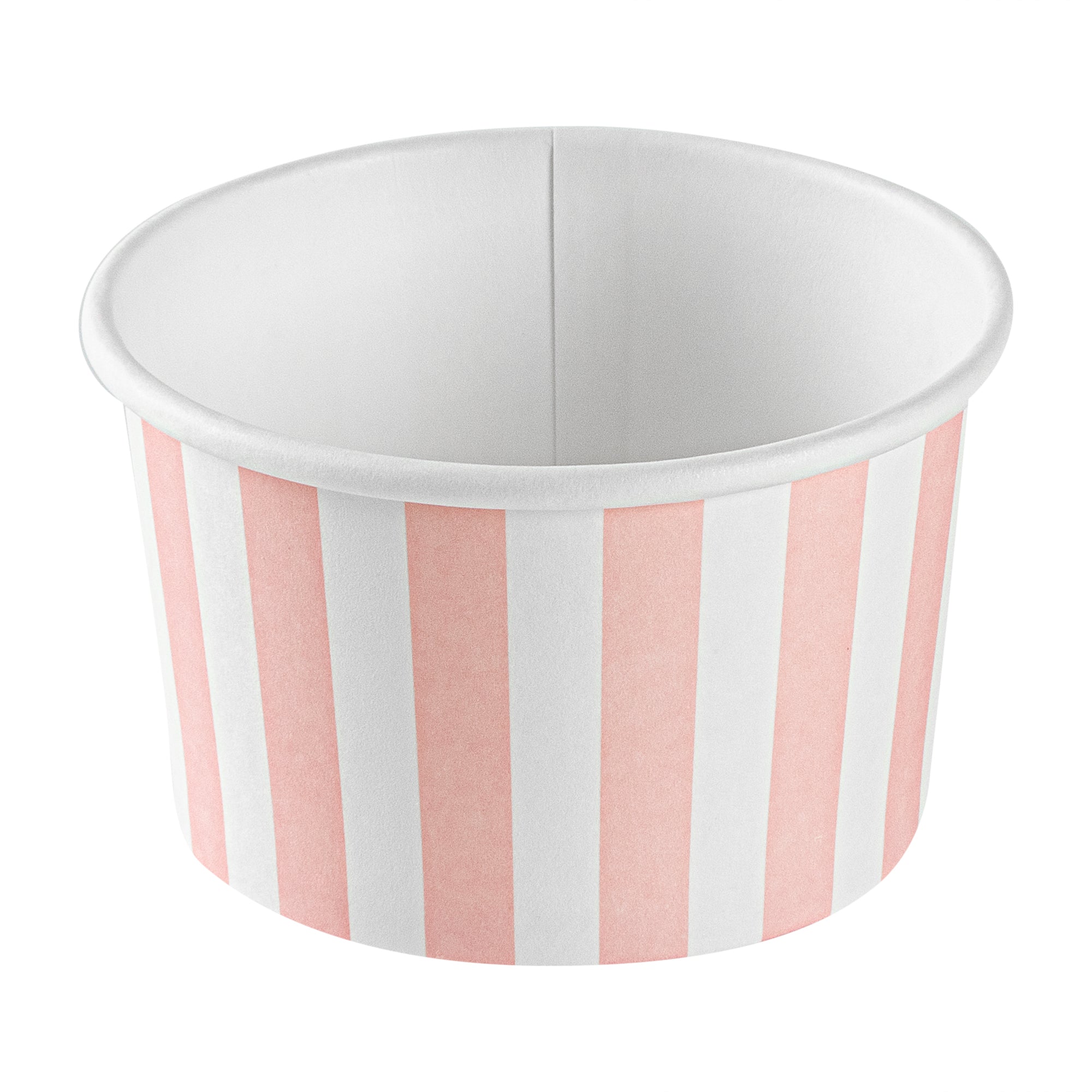 Coppetta 3 oz Round Pink and White Stripe Paper To Go Cup - 3" x 3" x 1 3/4" - 200 count box