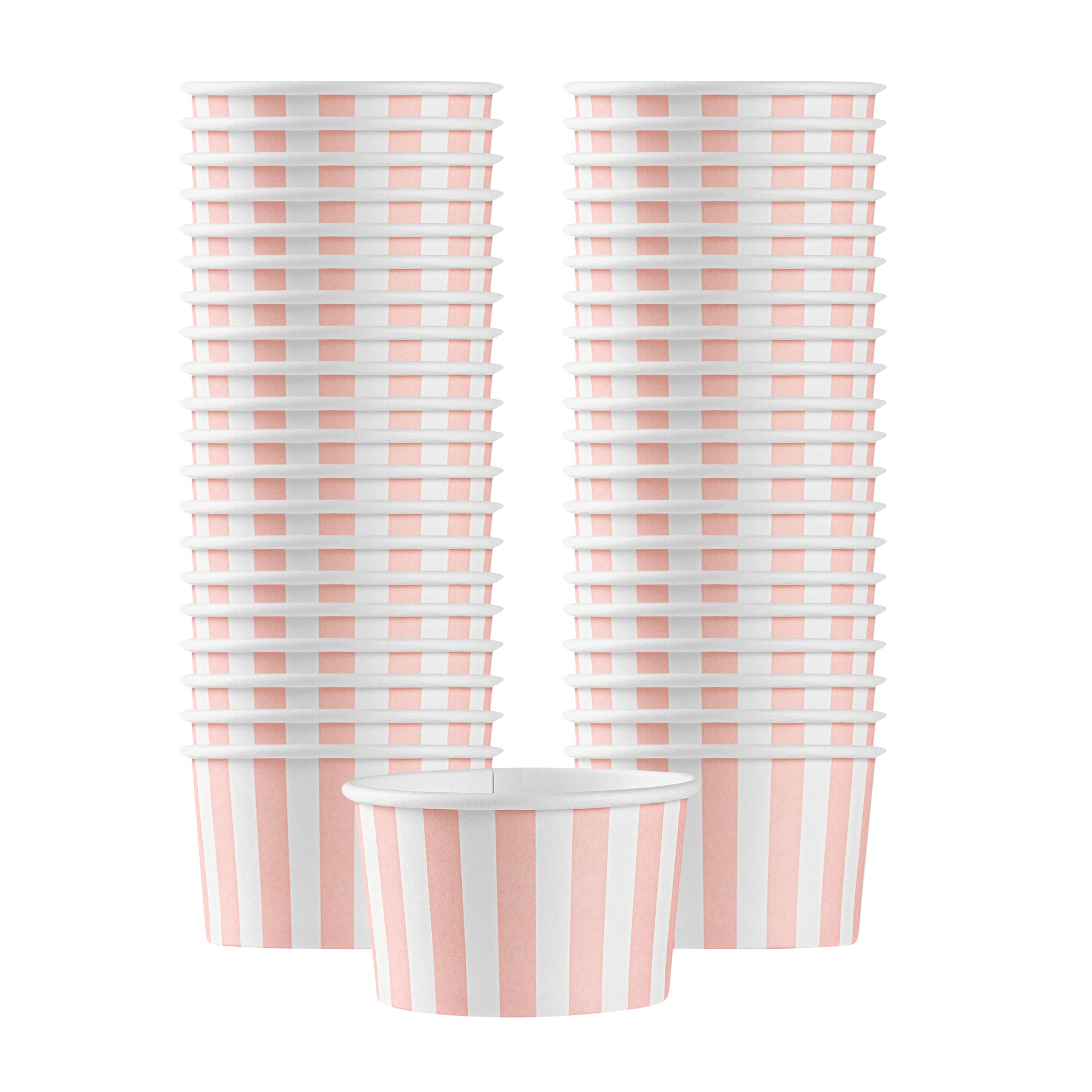 Coppetta 3 oz Round Pink and White Stripe Paper To Go Cup - 3" x 3" x 1 3/4" - 200 count box