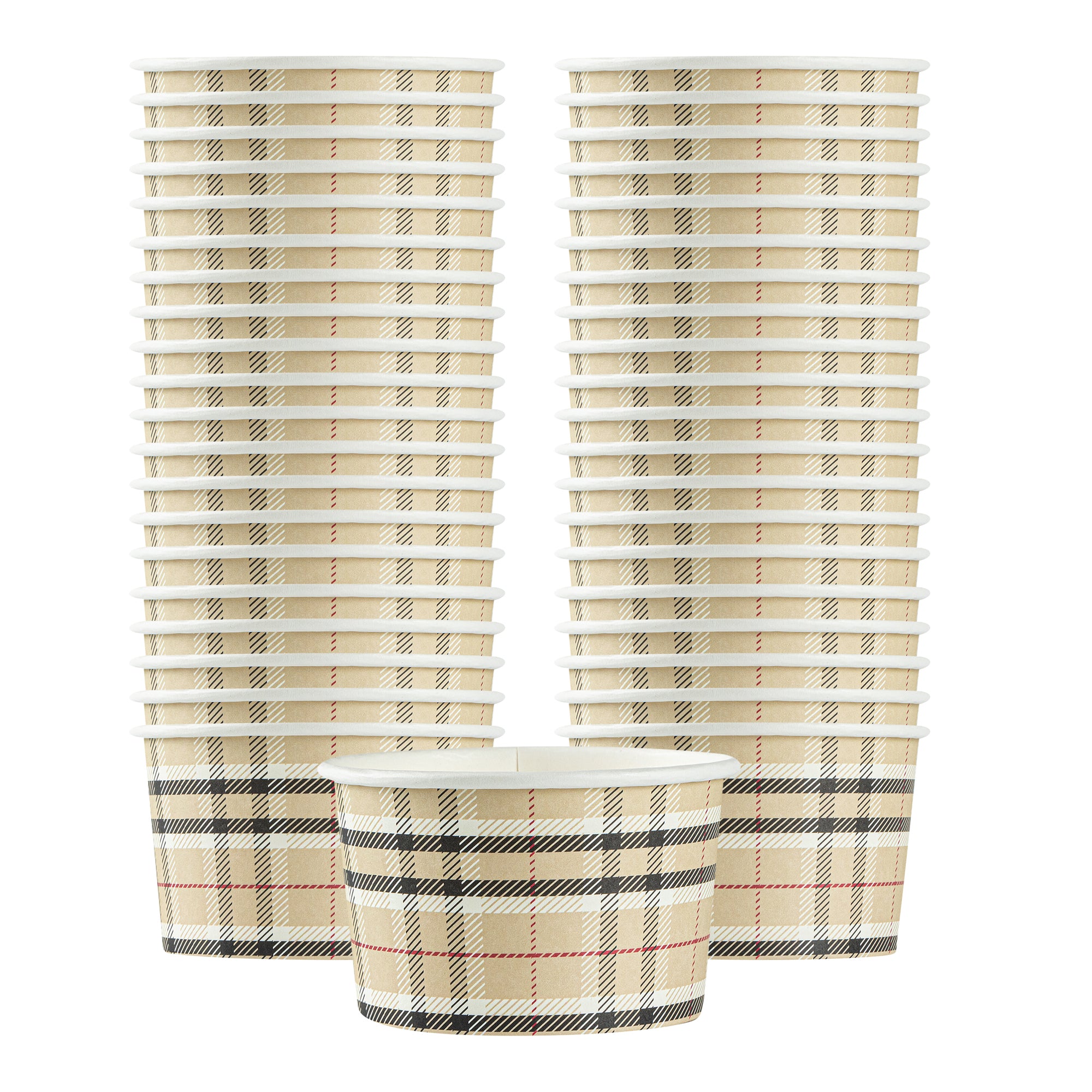 Coppetta 5 oz Round Plaid Paper To Go Cup - 3 1/4" x 3 1/4" x 2" - 200 count box