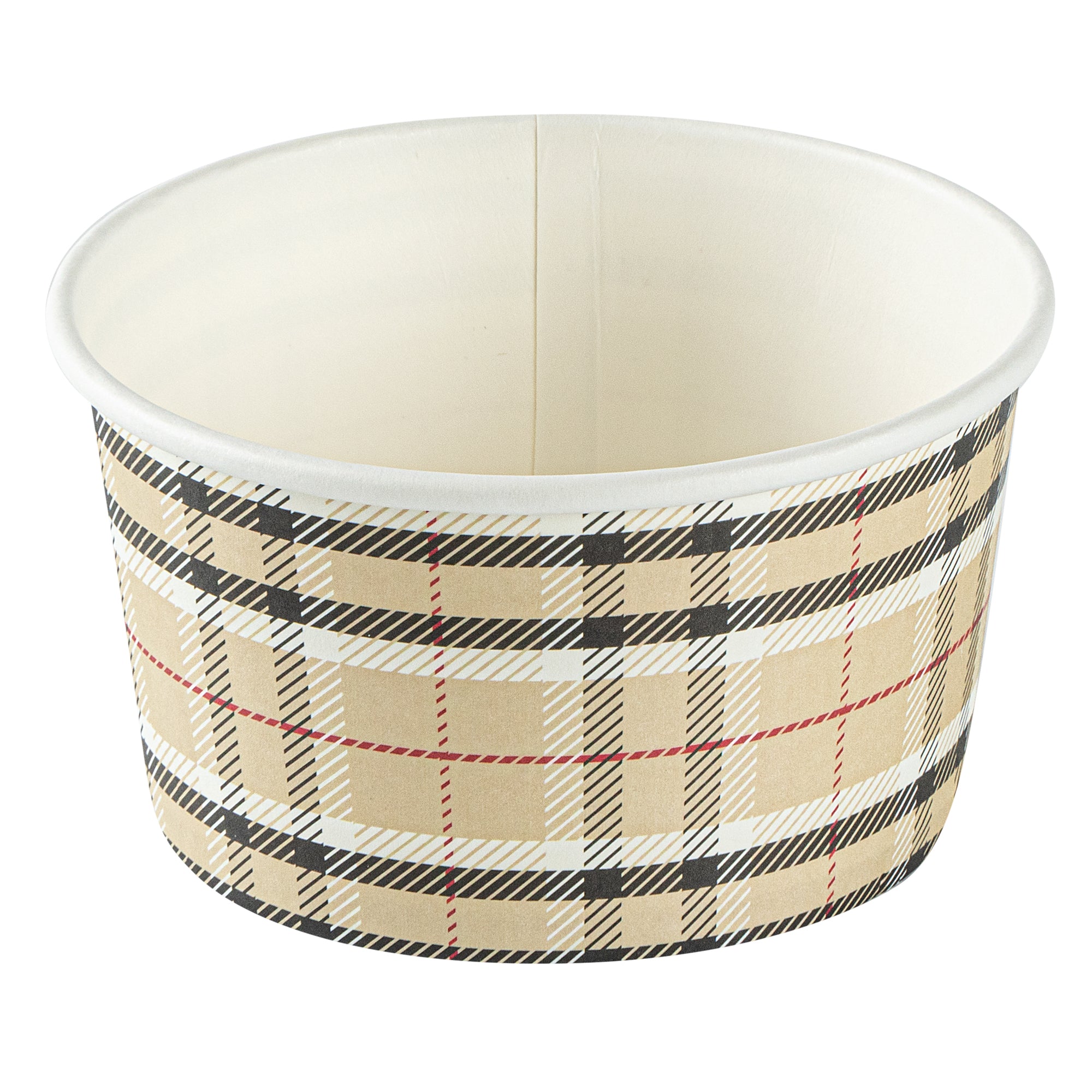 Coppetta 8 oz Round Plaid Paper To Go Cup - 3 3/4" x 3 3/4" x 2 1/4" - 200 count box