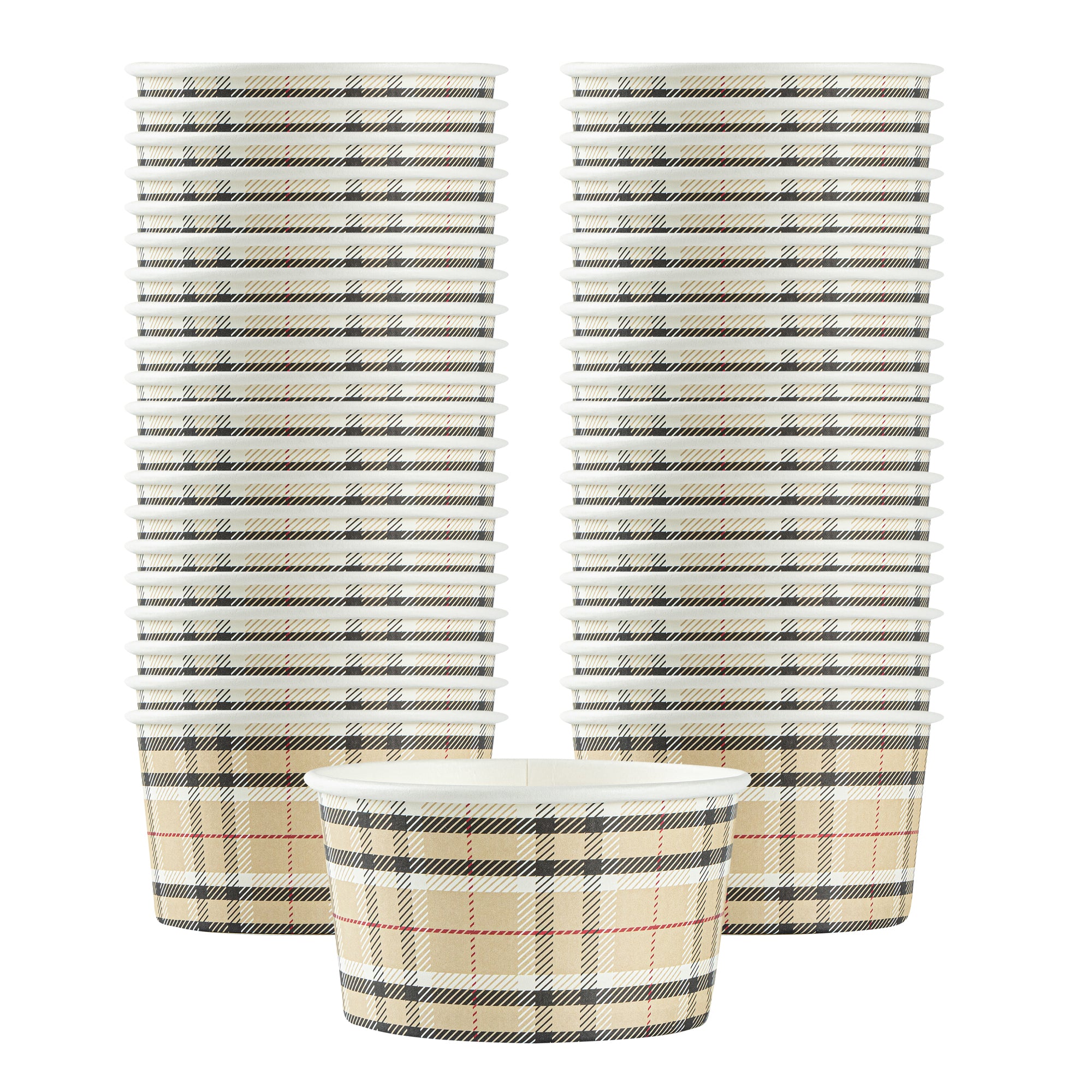 Coppetta 8 oz Round Plaid Paper To Go Cup - 3 3/4" x 3 3/4" x 2 1/4" - 200 count box