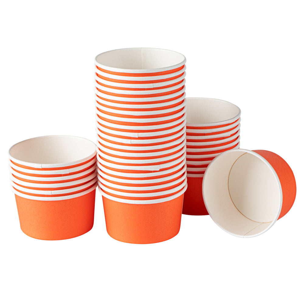 Coppetta 8 oz Round Tangerine Orange Paper To Go Cup - 3 3/4" x 3 3/4" x 2 1/4" - 200 count box