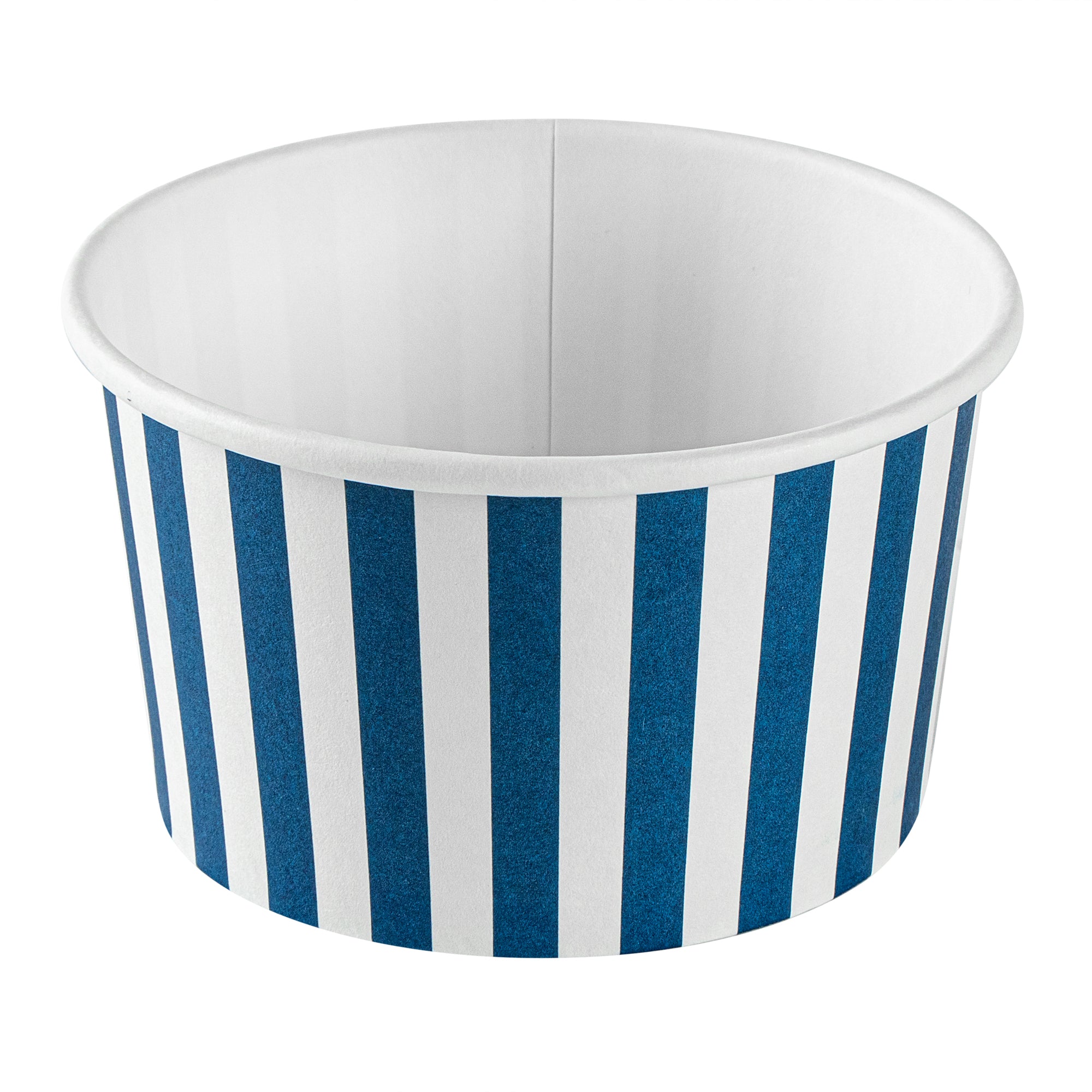 Coppetta 12 oz Round Blue and White Stripe Paper To Go Cup - 4" x 4" x 2 1/4" - 200 count box