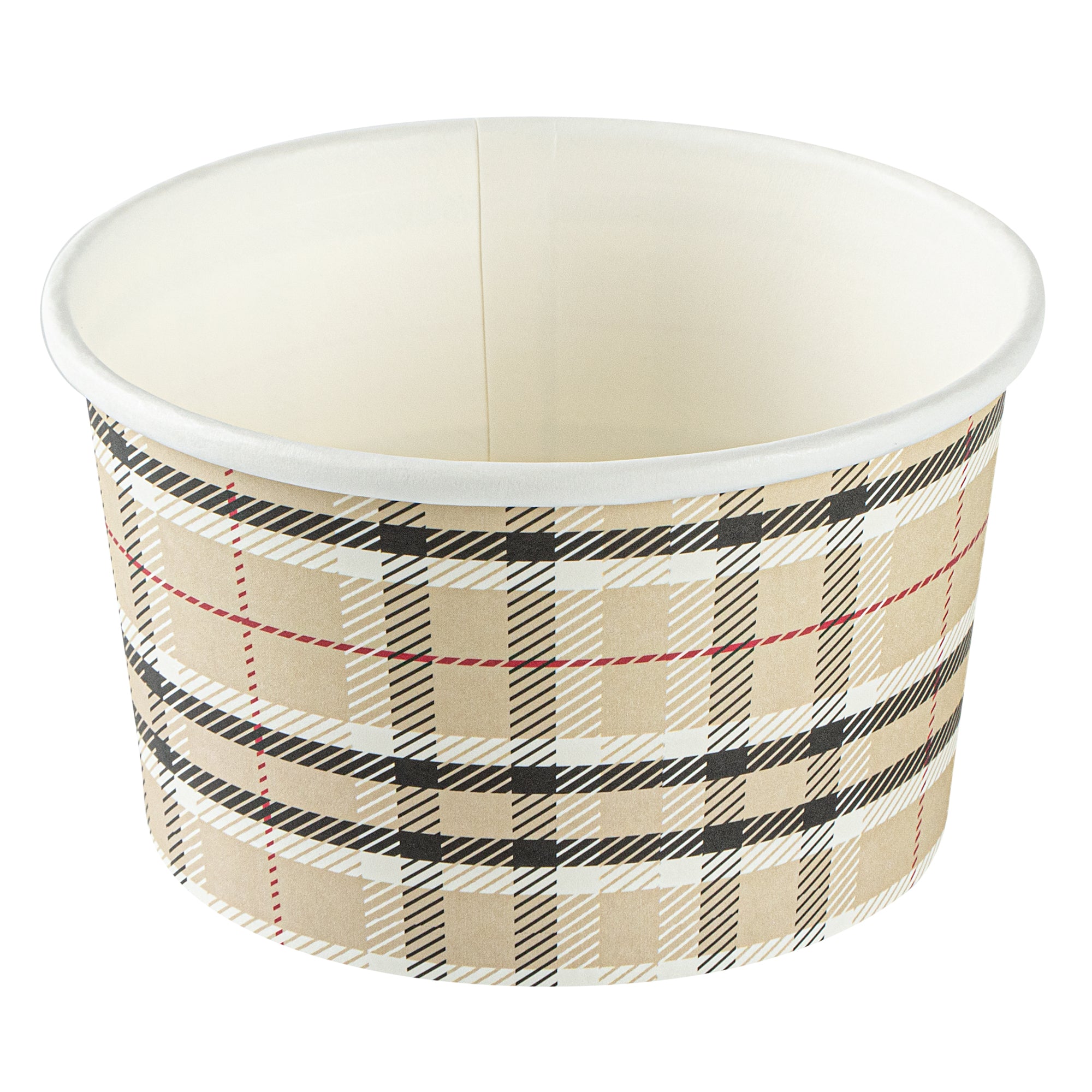 Coppetta 12 oz Round Plaid Paper To Go Cup - 4" x 4" x 2 1/4" - 200 count box