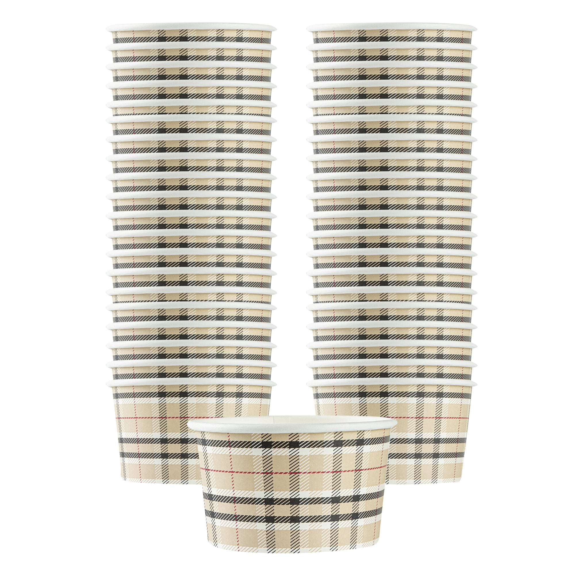 Coppetta 12 oz Round Plaid Paper To Go Cup - 4" x 4" x 2 1/4" - 200 count box