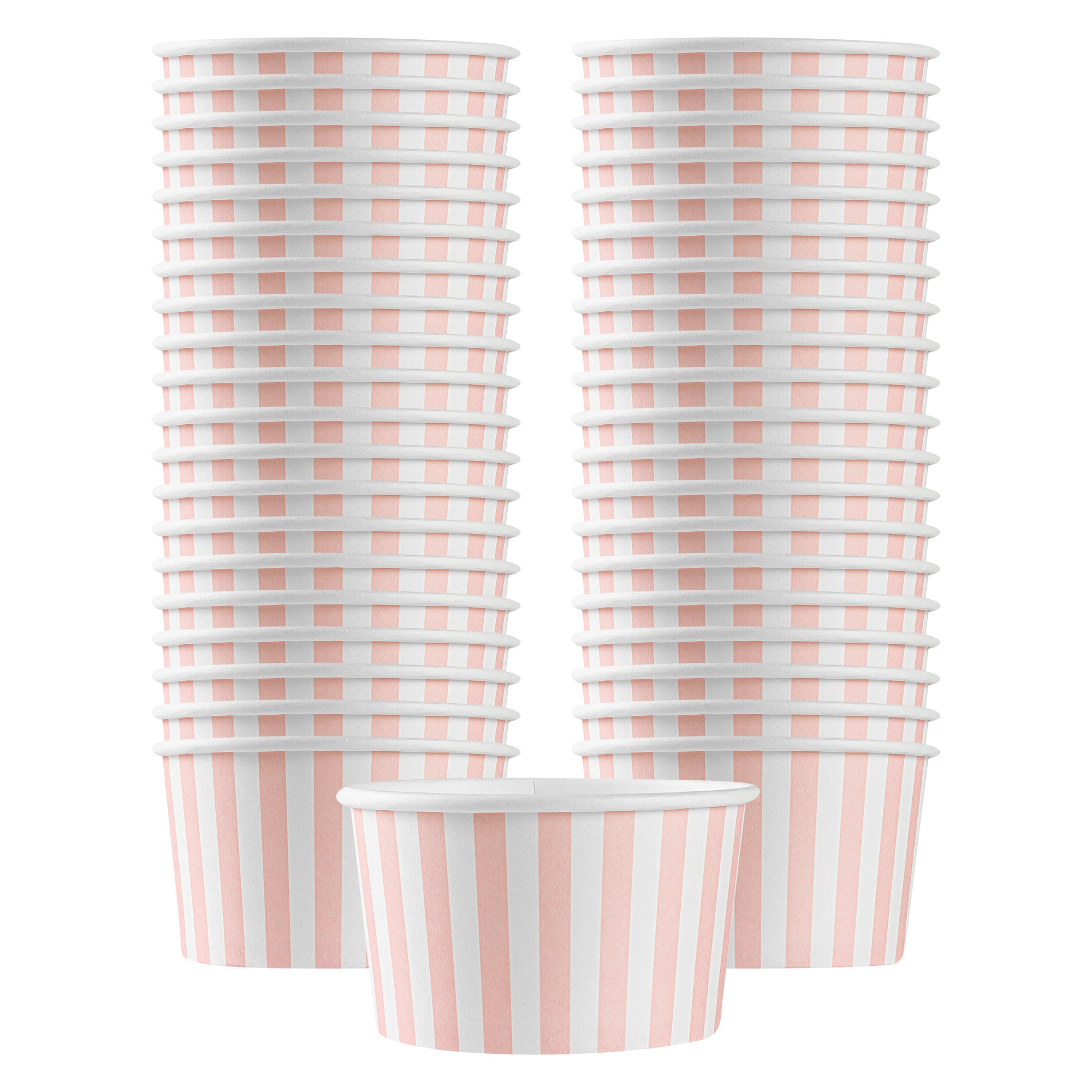 Coppetta 12 oz Round Pink and White Stripe Paper To Go Cup - 4" x 4" x 2 1/4" - 200 count box