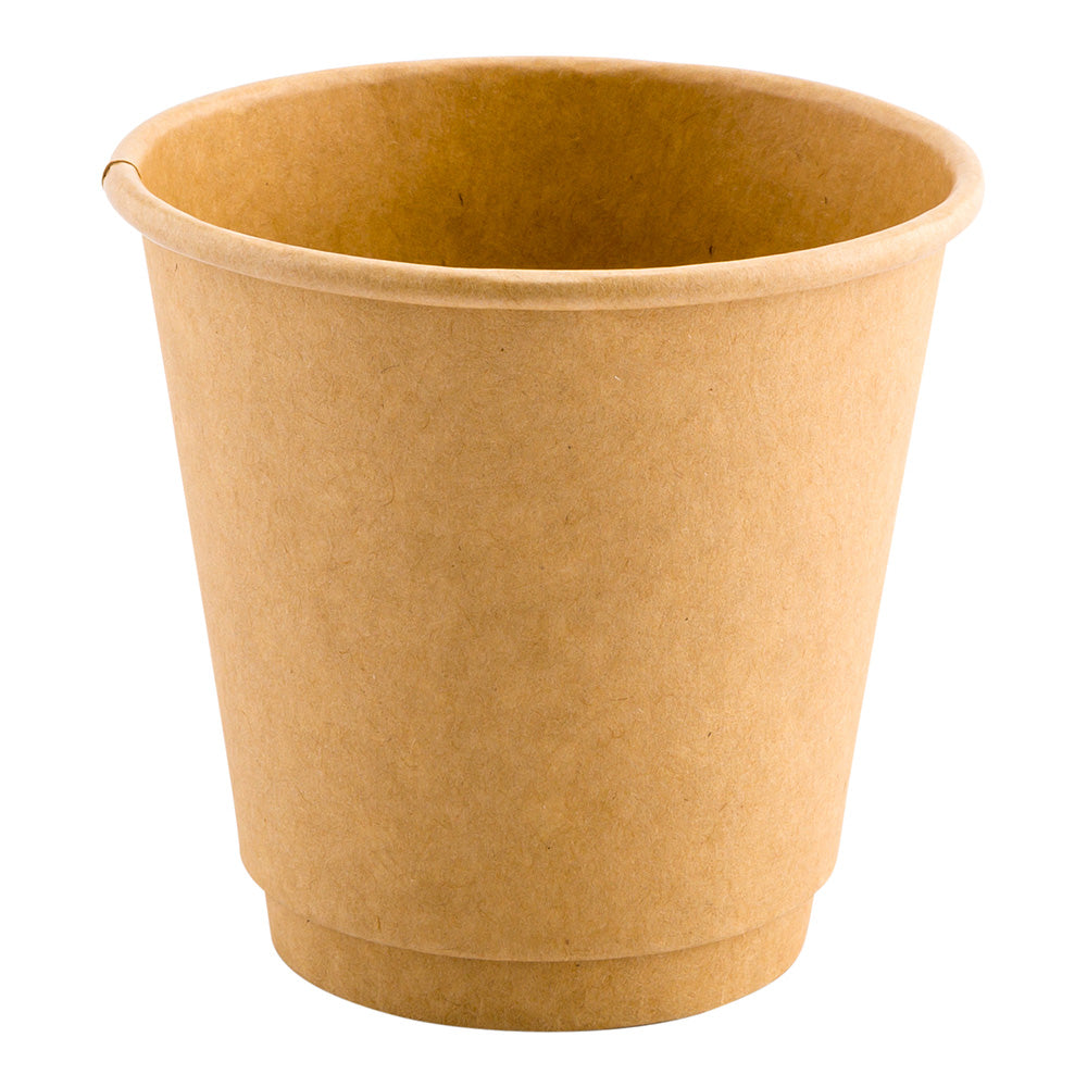 8 oz Kraft Paper Coffee Cup - Double Wall - 3 1/2" x 3 1/2" x 3 1/4" - 500 count box