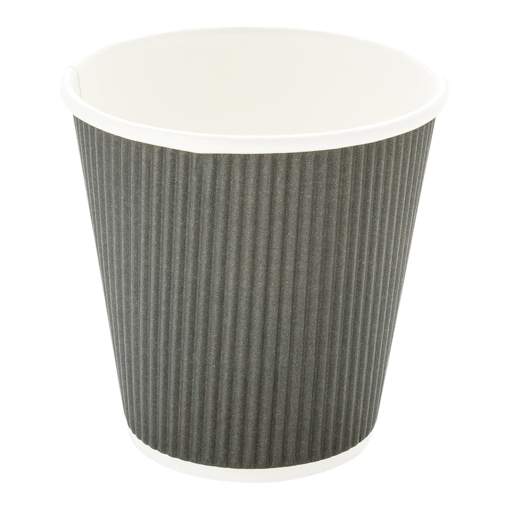 8 oz Gray Paper Coffee Cup - Ripple Wall - 3 1/2" x 3 1/2" x 3 1/4" - 500 count box