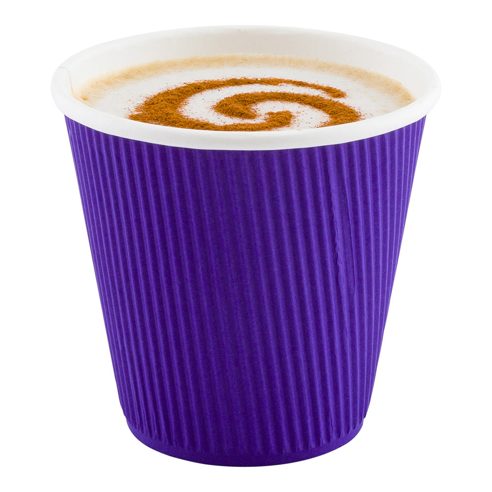 8 oz Royal Purple Paper Coffee Cup - Ripple Wall - 3 1/2" x 3 1/2" x 3 1/4" - 500 count box